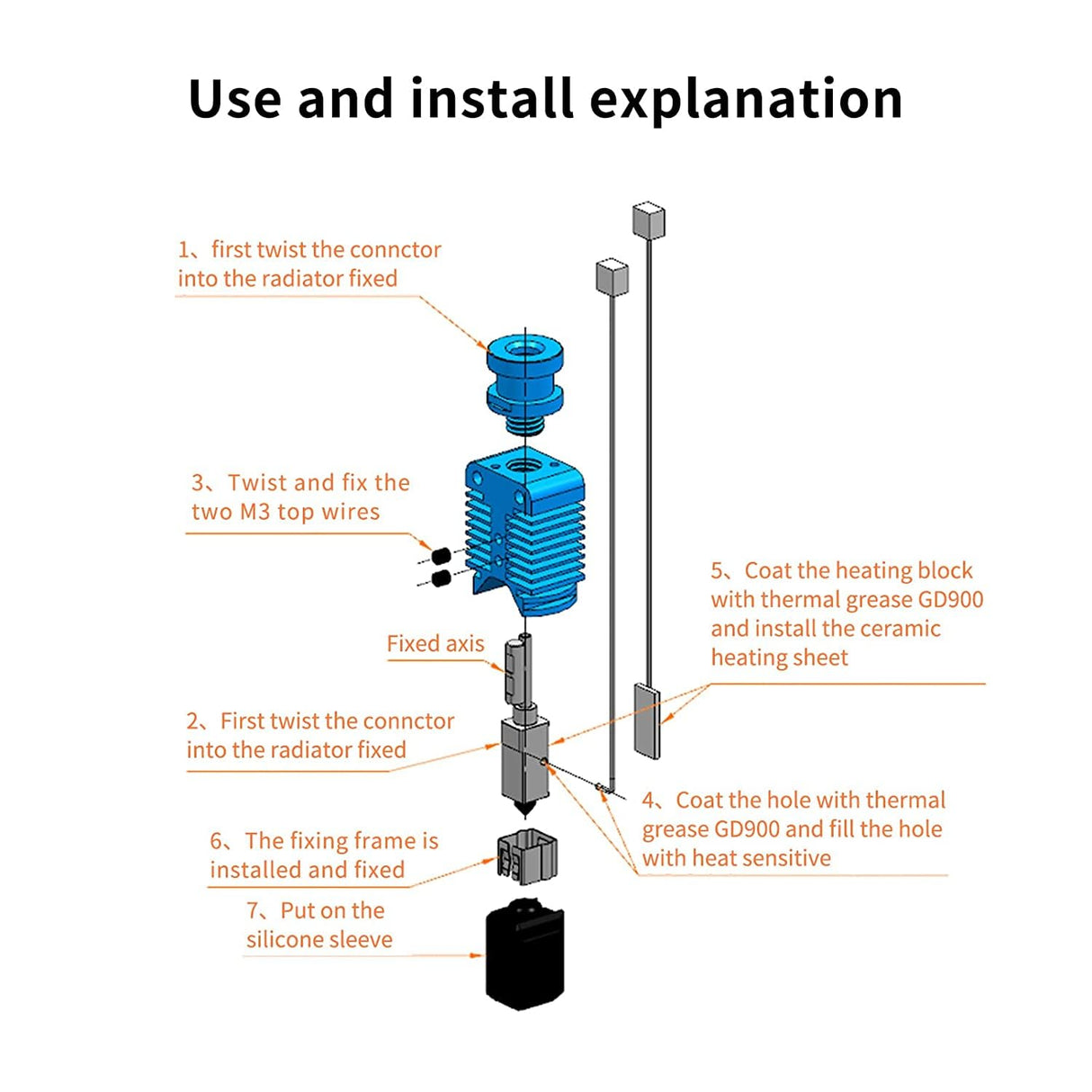 Upgrade Ceramic Heating Core CHC Hotend 24V Copper Heater Block Titanium Heatbreak Improved Nozzle Compatible with Voron 2.4 Ender 3 V2 Pro CR10 Ender 5 Pro/Plus Ender 6 3D Printer POLISI3D