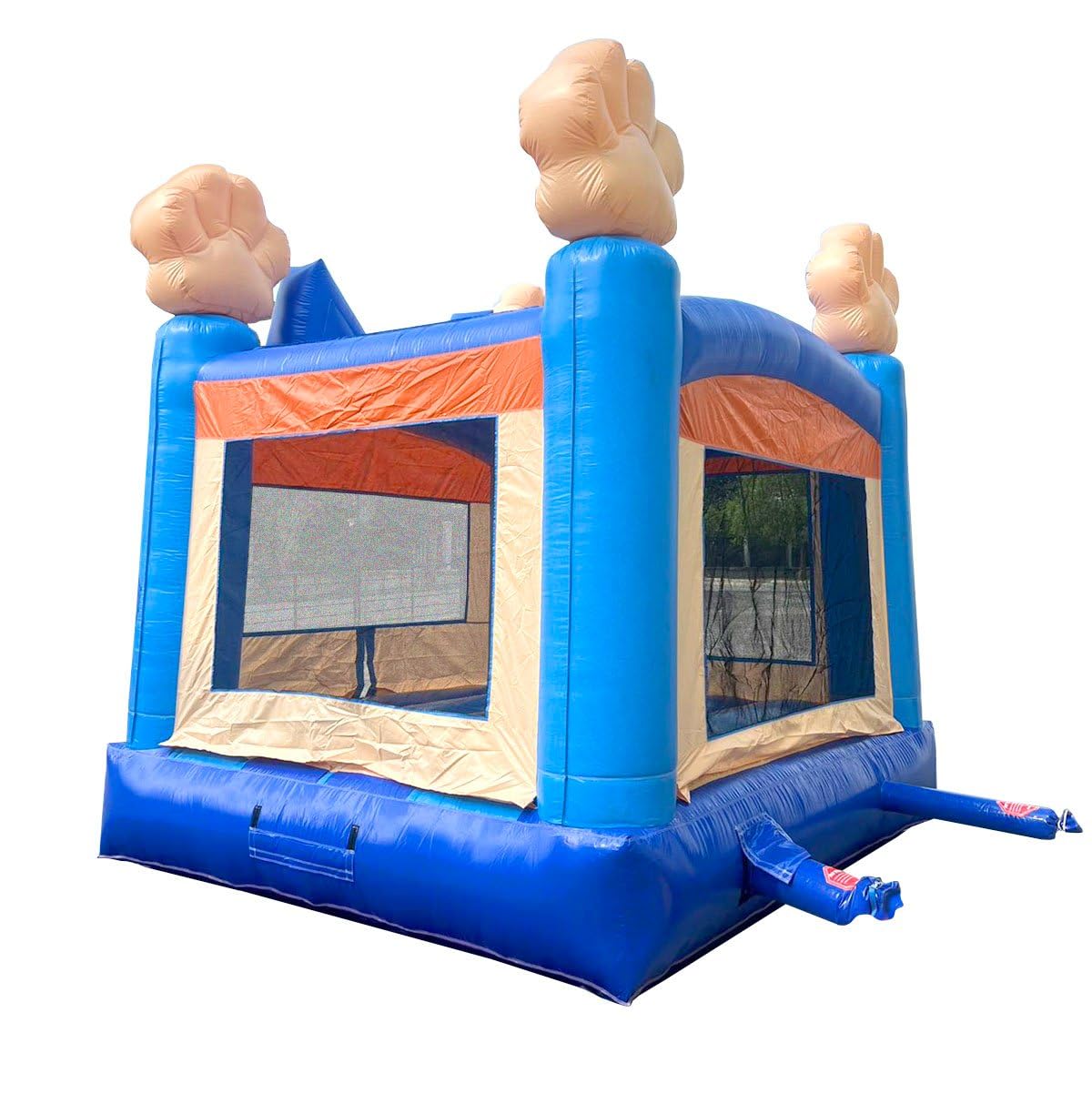 Crossover Inflatable Bounce House, Blue Puppy Dog, 13 x 12 x 14.5 Foot, Outdoor Playhouse for Kids Outdoor Commercial Bouncer Castle with Basketball Hoop, Blower, Stakes, & Storage Bag Pogo Bounce House