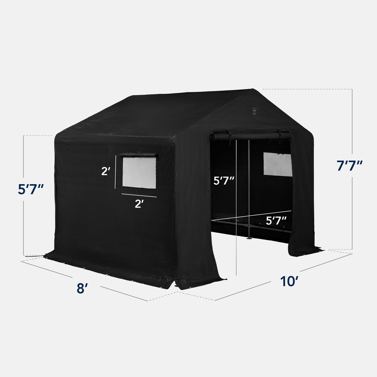 Best Choice Products 10x8ft Outdoor Storage Shed, Carport, Canopy Shelter, Dual Doors & Windows, Metal Frame, Weather-Resistant, Perfect for Storing Motorcycle, Bike, Garden Tools – Black Best Choice Products