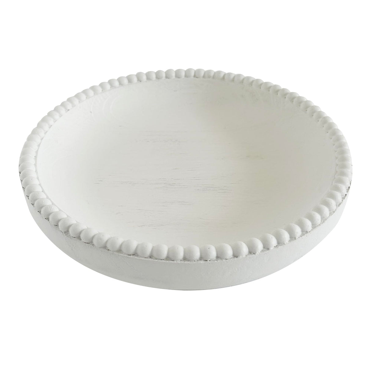 dwellington Beaded Wood Decorative Bowl, 10.63" Farmhouse Wooden Bowl White Wash Decorative Tray for Home Decor dwellington
