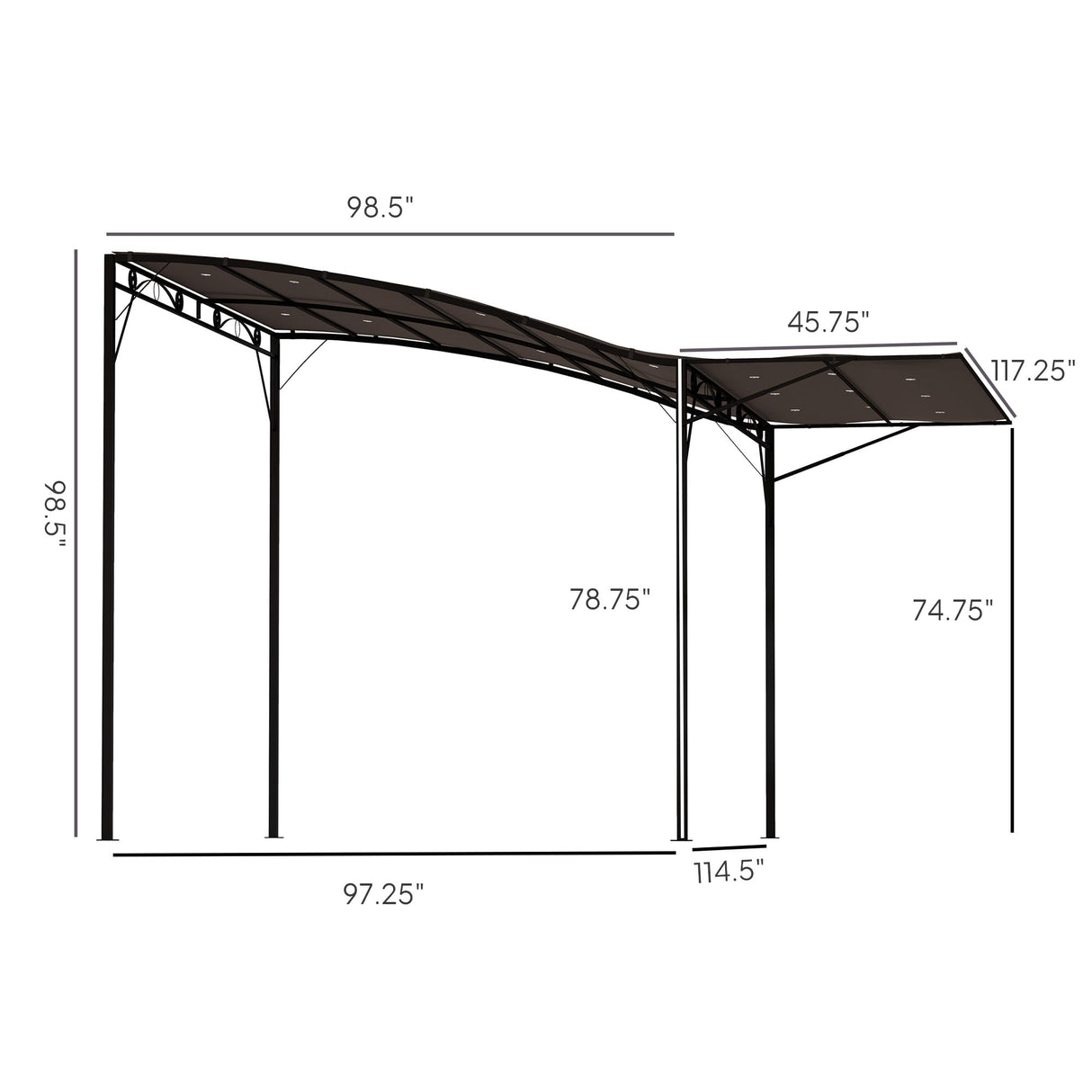 Outsunny 10' x 8' Outdoor Pergola and Patio Gazebo, Extendable Side Awning, Sun Shade Shelter for Garden, Camper, Deck, Doors and Windows, Brown Outsunny