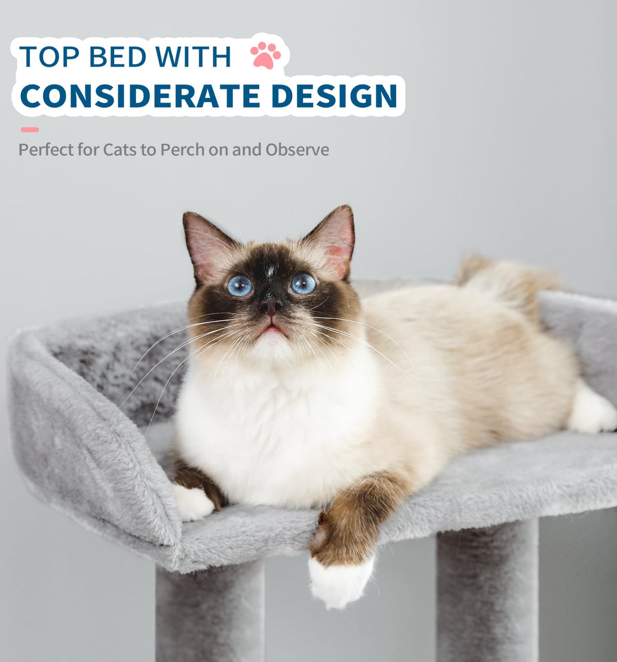 Made4Pets Cat Tree, Carpet Cat Tower Grey for Indoors Cats, Cute Wood Kitty Condo with Scratching Post and Pad, 29" Multi-Level Modern Activity Climbing Furniture for Small and Medium Cats MADE 4 PETS