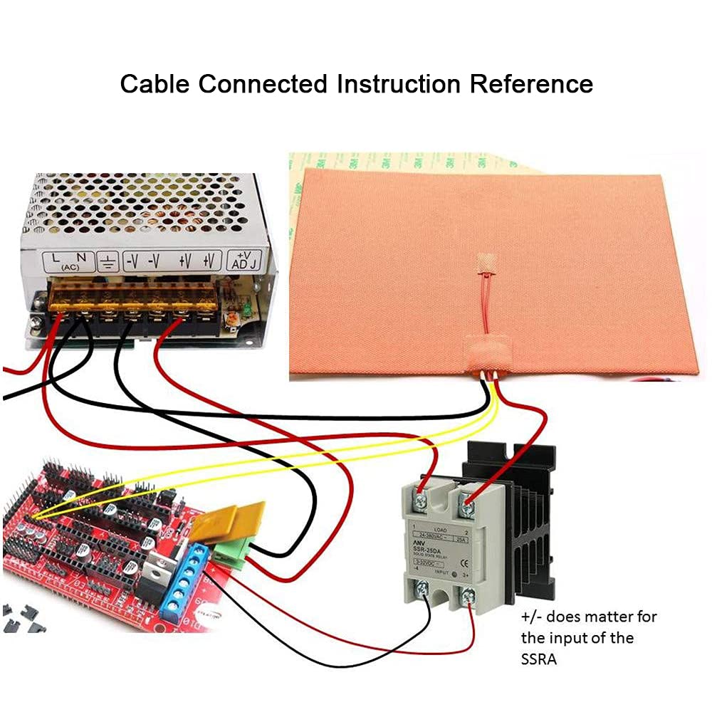 BCZAMD 3D Printer Heating Plate Adhesive Silicone Heated Mat 120V 750W with NTC 100K Thermistor No Hole for Crealit Ender 3 Max 3D Printer Parts 300 X 300mm (Approx. 12" X 12") BCZAMD