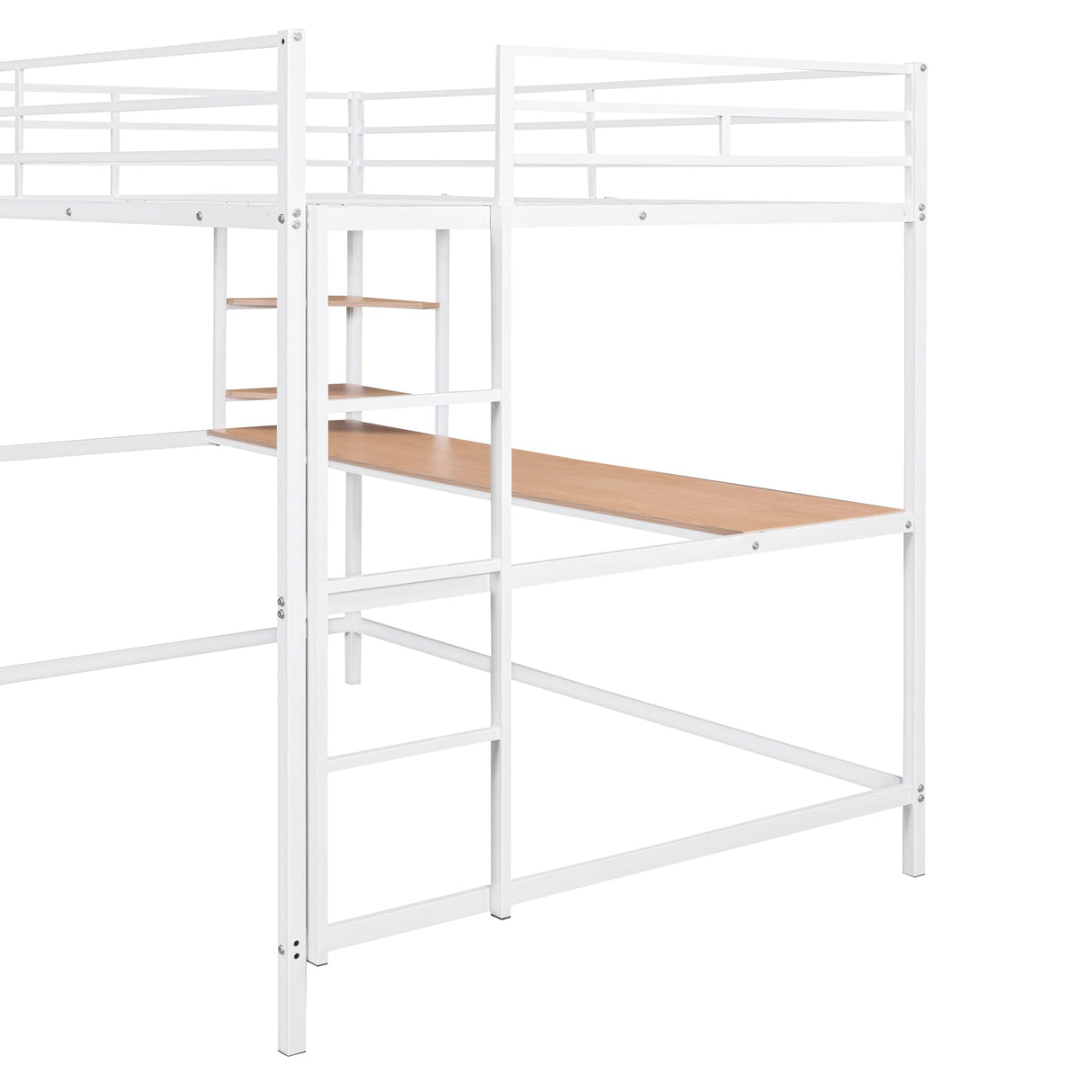 Harper & Bright Designs Metal Full Size Loft Bed Frame, Loft Bed Full with Desk and Shelves, Space Saving Metal Loft Bed with Desk Underneath for Kids,Teens (Full,White) Harper & Bright Designs