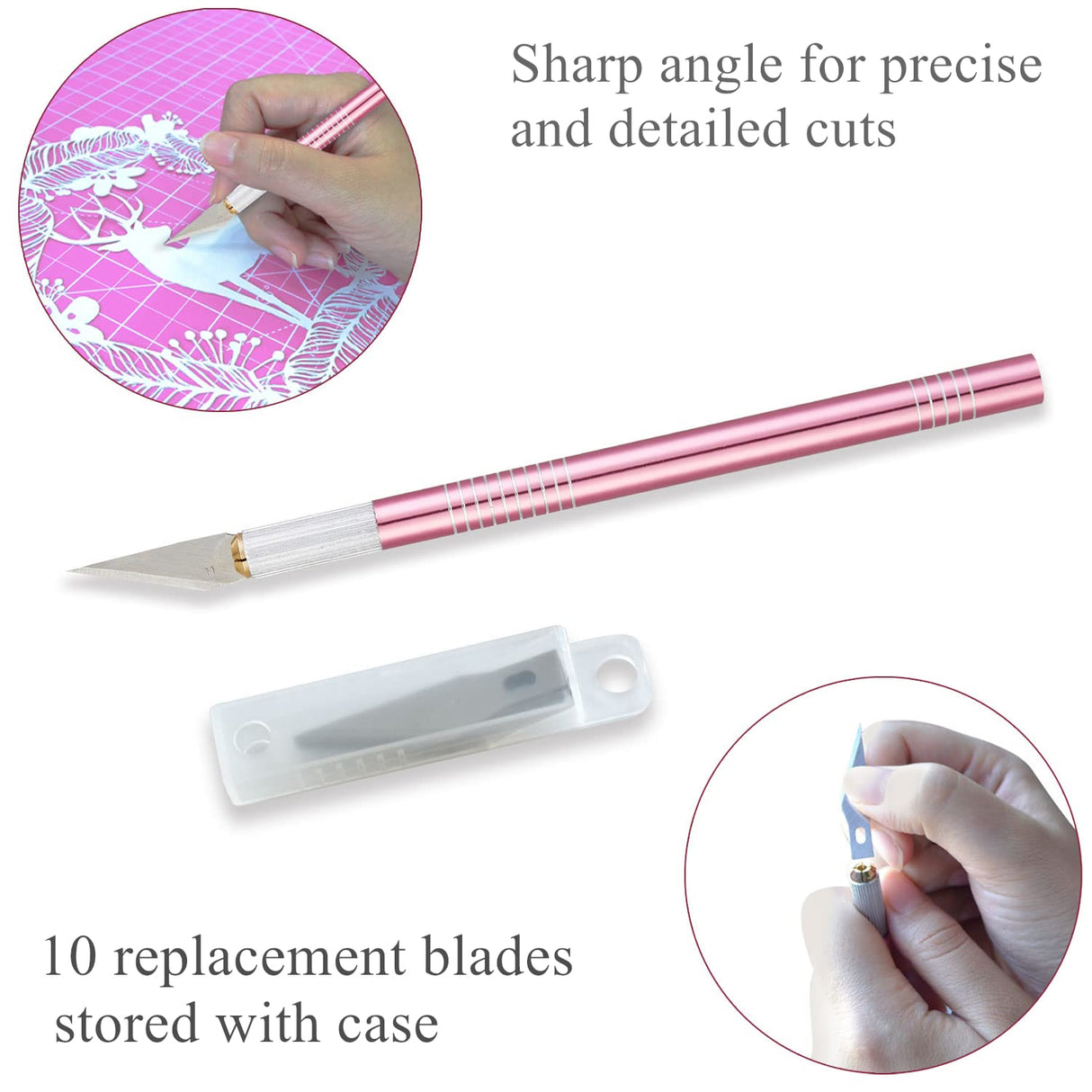 Headley Tools Rotary Cutter Set - 45mm Fabric Cutter, 5 Replacement Rotary Blades, A3 Cutting Mat, Quilting Ruler and Sewing Clips, Craft Knife Set, Ideal for Crafting, Sewing, Patchworking, Pink Headley Tools