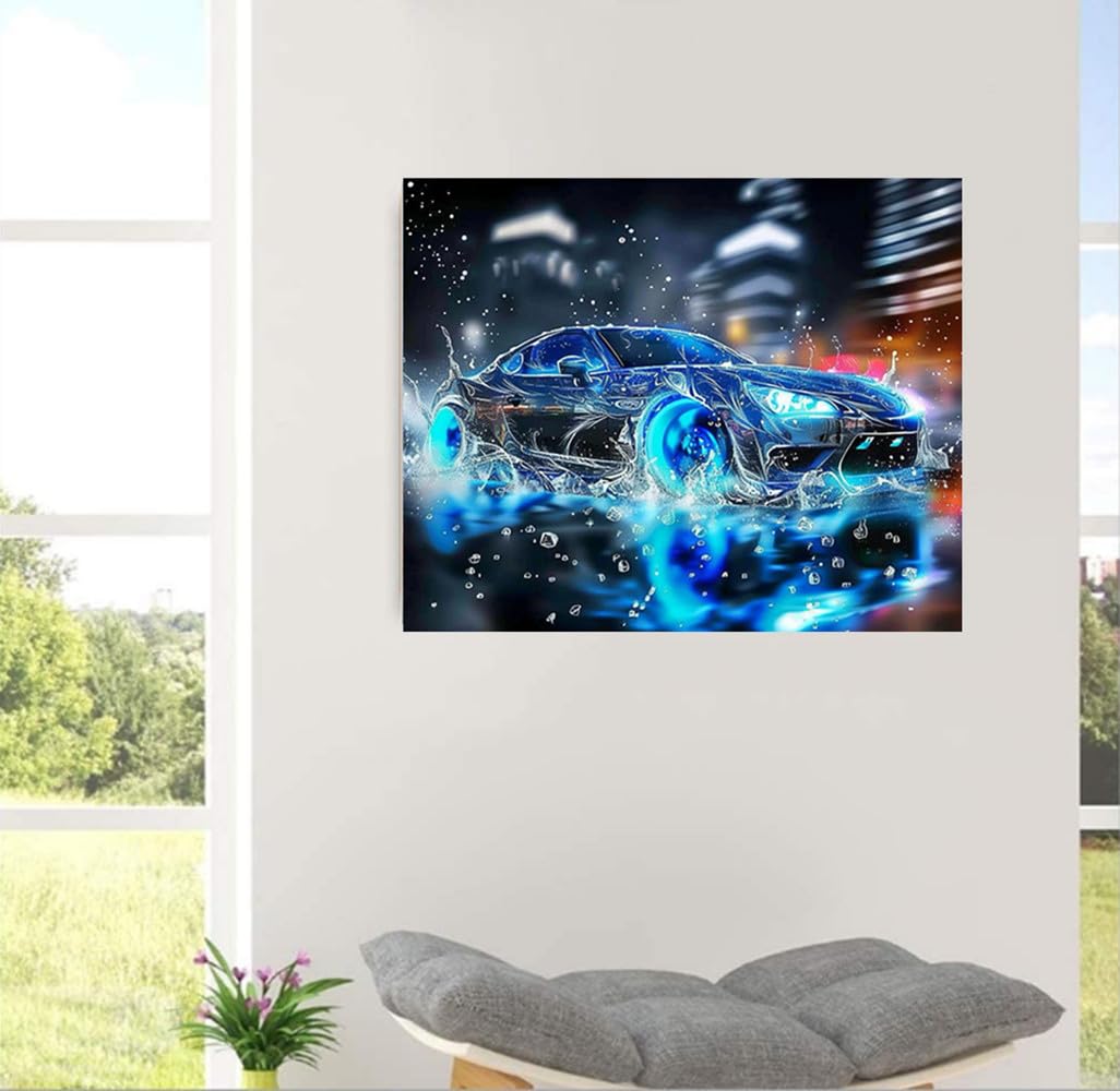 MaiYiYi Racing Car Diamond Painting Kit, 5D Full Round Drill Sport Car Diamond Painting by Numbers, Racing Cars Paint with Gems Art Wall Decor for Adult Beginners (40 x 30 cm) MaiYiYi