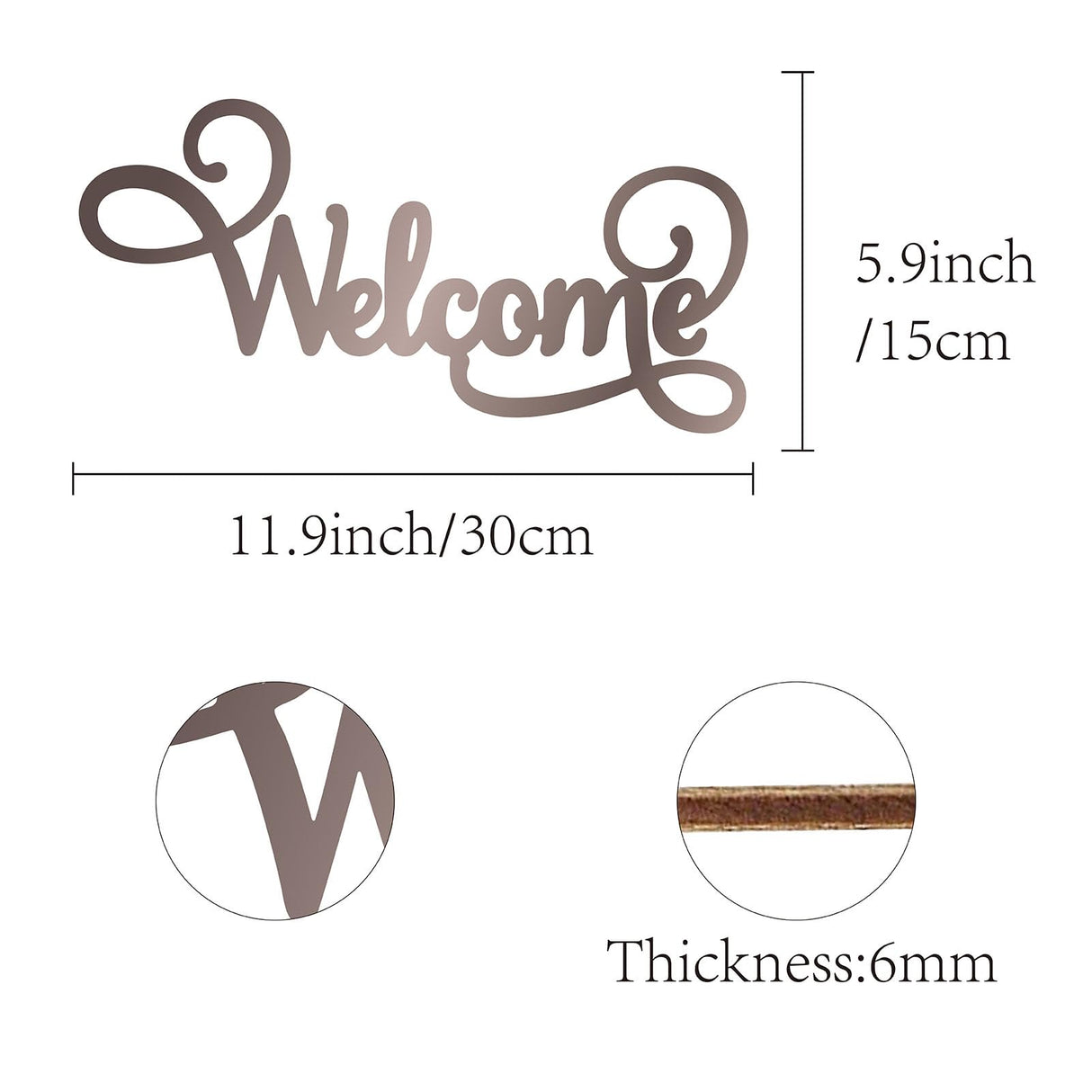 CREATCABIN Welcome Wood Cutout Sign Word Sculpture Wood Sign Unfinished Laser Cut Wooden Welcome Wall Art Decoration Hanging Rustic for Home Porch Wedding Party Classroom Farmhouse 6x12Inch CREATCABIN