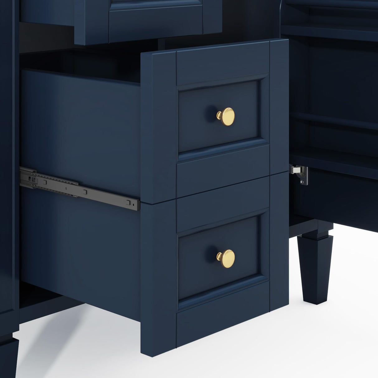 Jeffski 30" Floor Bathroom Vanity with Top Sink, Modern Bathroom Cabinet Vanities with 2 Drawers, Adjustable Shelf and A Tip-Out Drawer, Single Sink Combo Set Bathroom Vanity, Navy Blue Jeffski