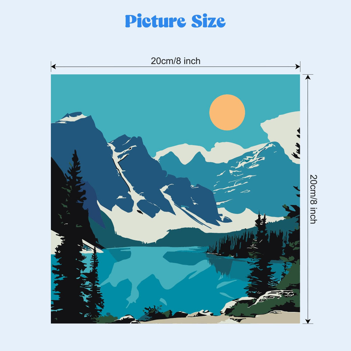 MXJSUA 4 Pack Moon Mountain Lake Paint by Numbers Kit with Framed Canvas for Ages 6-12 Kids, Paint by Numbers Kits for Children Beginners, Acrylic Oil Painting for Home Wall Decor Gift (8x8 inch) MXJSUA