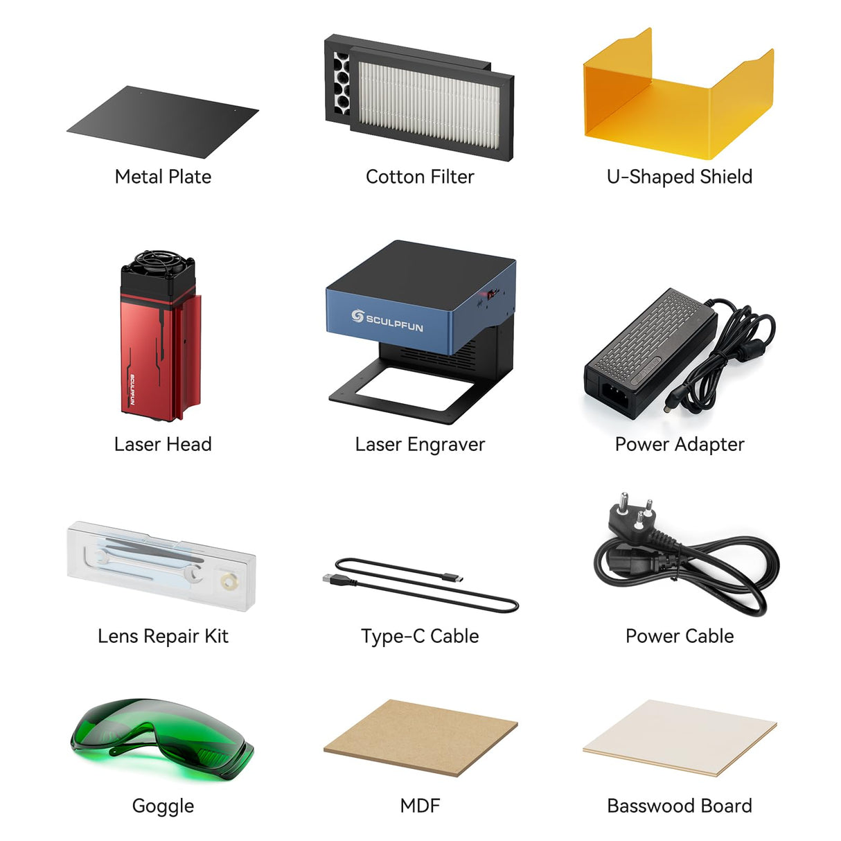 SCULPFUN iCube Pro 5W Laser Engraver, Laser Engraver and Cutter Machine with Smoke Filter Temperature Alarm, Portable Laser Engraving Machine for Wood, Metal and Acrylic, 130 x 130 mm SCULPFUN