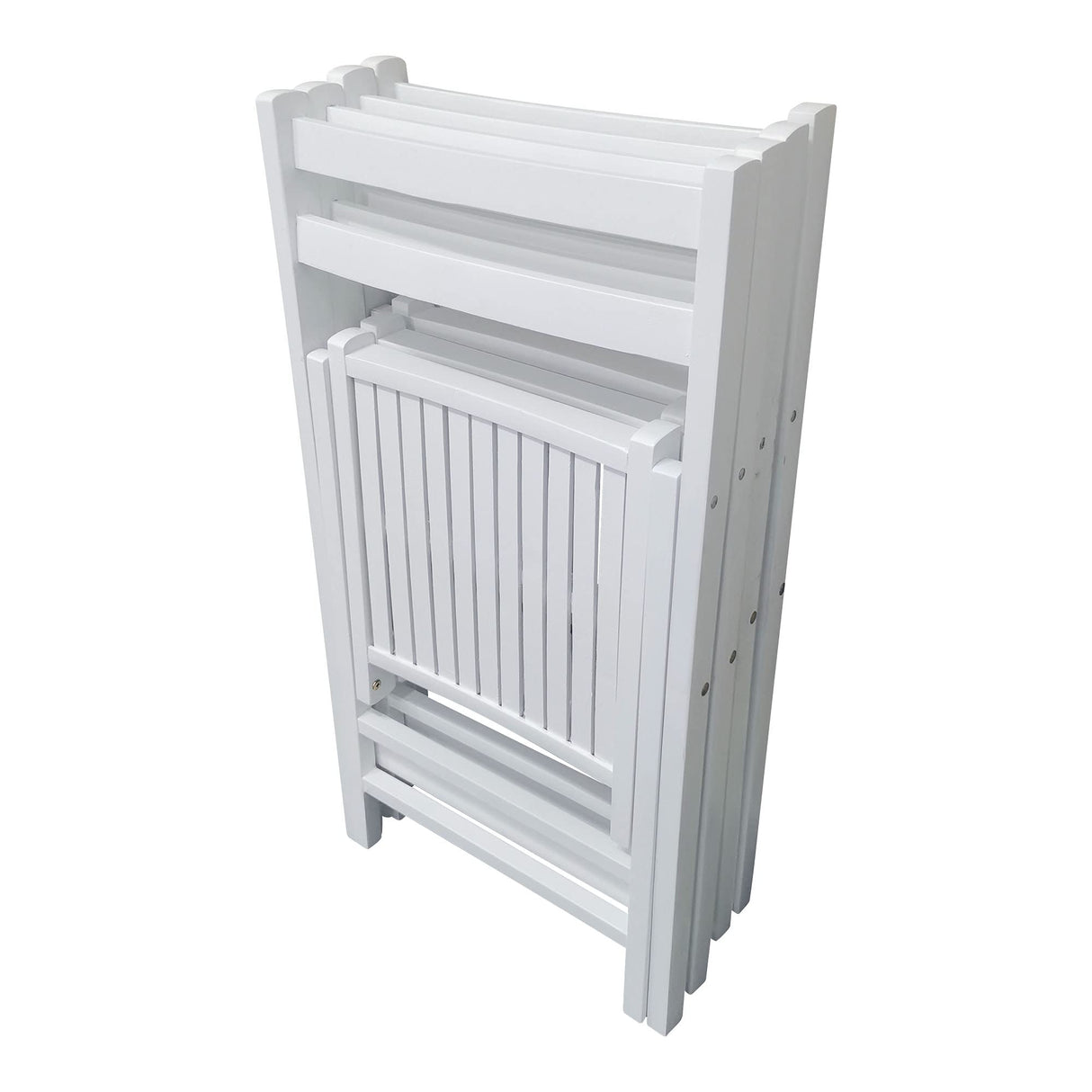 HomVent Set of 4 Slatted Wood Folding Chair, Fully Assembled Folding Chair Set Folding Event Chairs Wedding Chair Wooden Slatted Seat for Dining Room Kitchen Balcony Wedding Occasion Events (White) HomVent