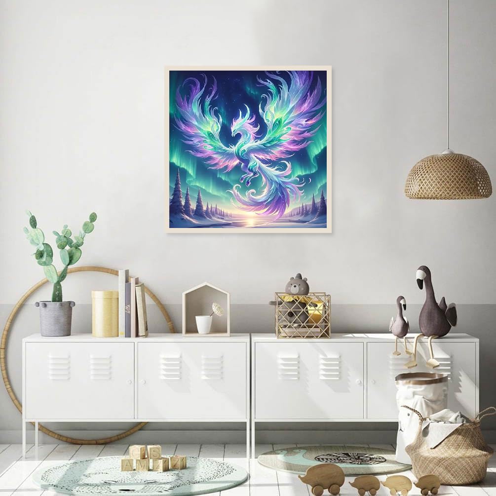 JFYHAB Phoenix Diamond Art Kits for Adults, Phoenix 5D Diamond Painting Kits for Beginner DIY Aurora Gem Art Full Drill Diamond Dots Crystal Craft Kits for Home Wall Decor Gifts 12x12in JFYHAB