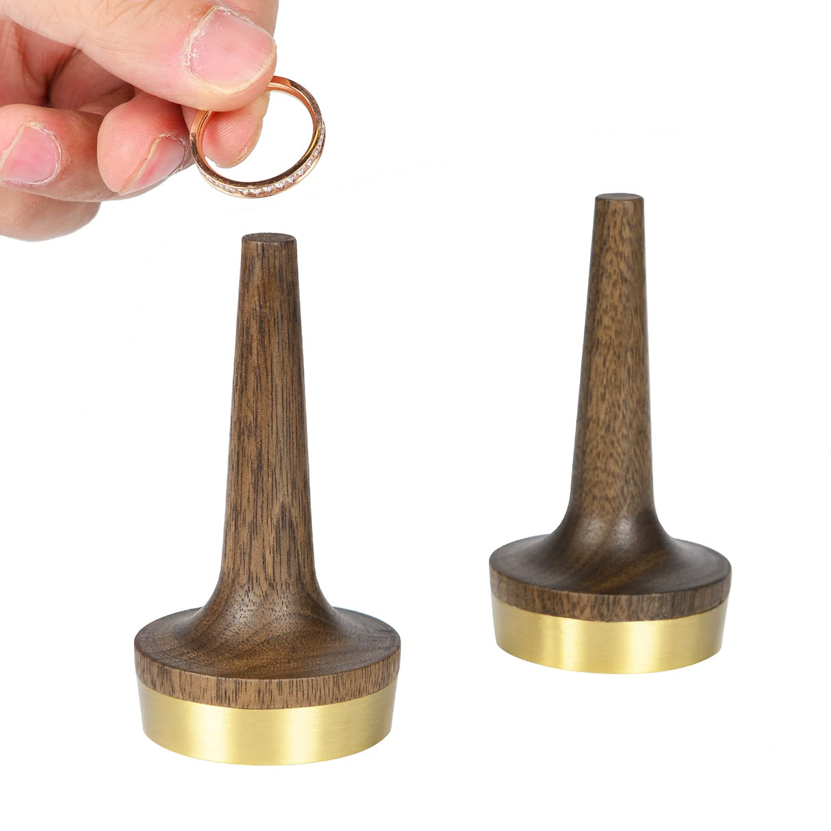 belaDESIGN Black Walnut Wooden Ring Holder, Wood Crafts Stand Jewelry Display, Gift for Engagement, Wedding Ceremony, Anniversary, Valentine's, Men and Women, 1 Pack belaDESIGN