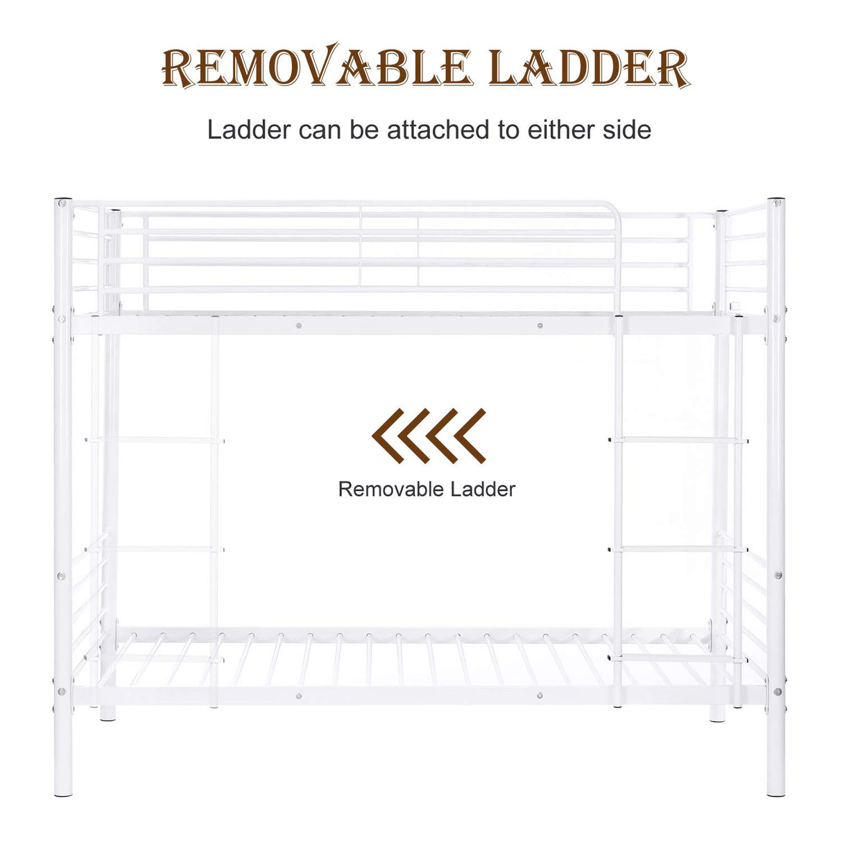 Bonnlo Bunk Bed Twin Over Twin, Metal Bunk Beds White for Girls/Boys/Adults, Anti-Slip Flat Step, No Box Spring Needed Bonnlo