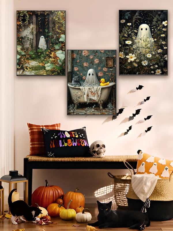 Canrichshop 6 Packs Halloween 5D Diamond Art Painting Kits for Adults,Ghost Diamond Painting Kits for Beginners,Halloween Full Drill Diamond Dots,Gem Art Crafts for Adults Wall Decor 12x16in Canrichshop