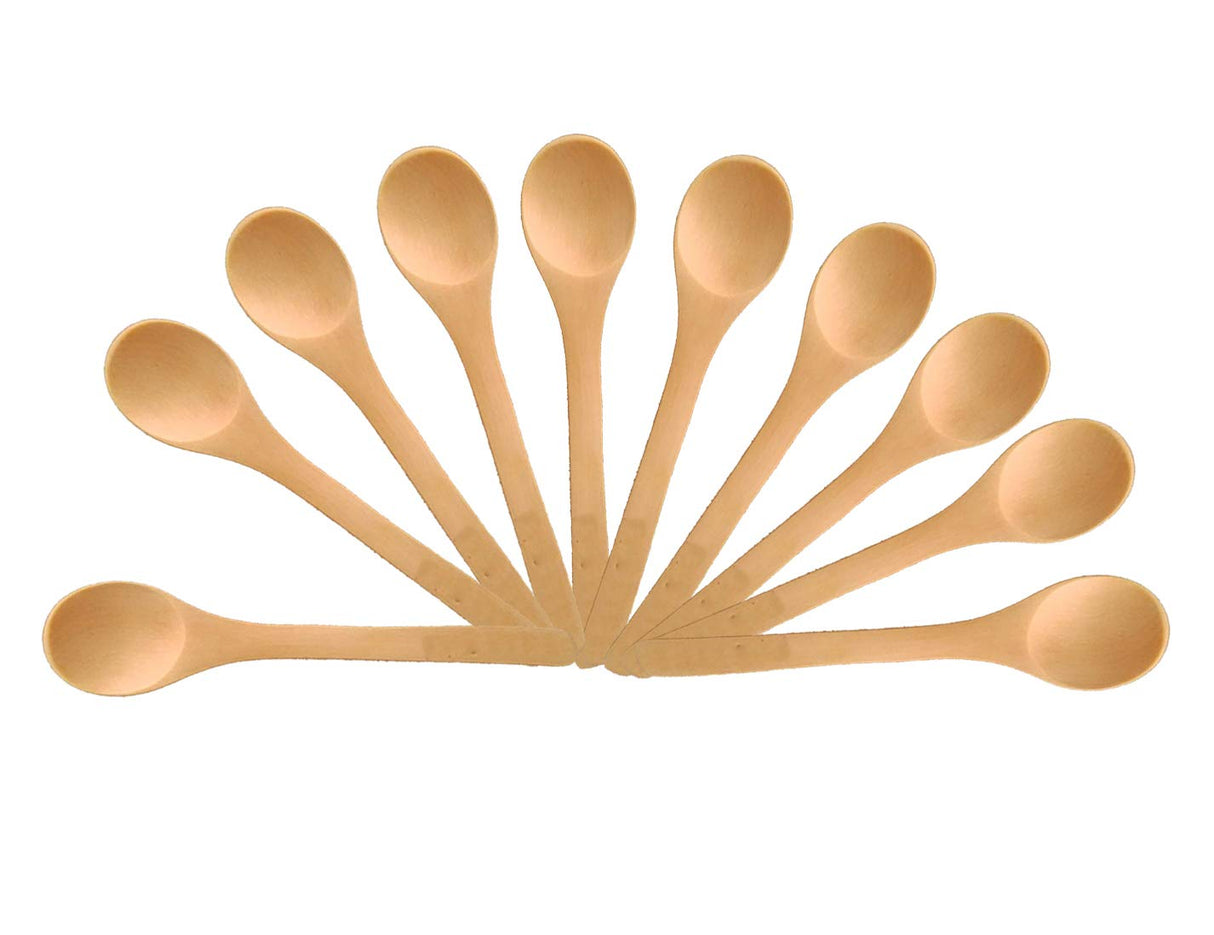 FOYARA Small Wooden Salt Spoon Solid Wood Condiments Spoon Handmade Honey Teaspoon 5 inch - Set of 10 FOYARA