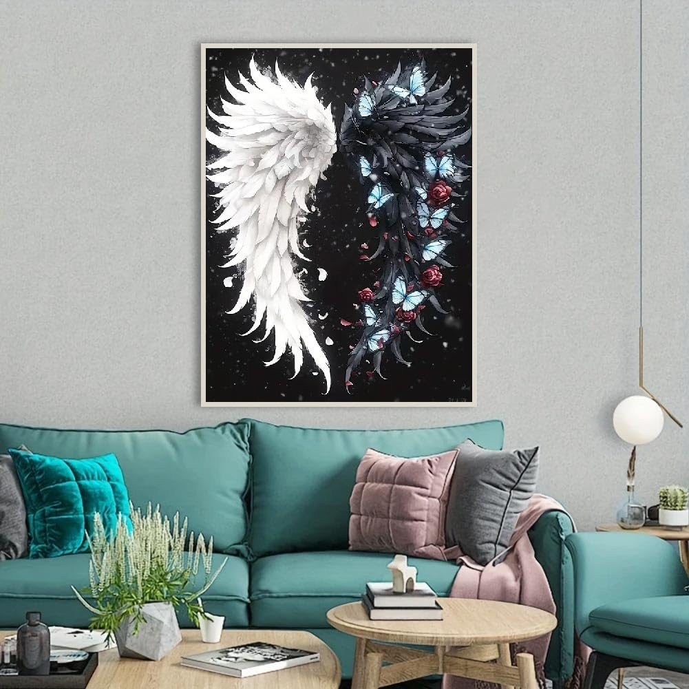 STGLCR 5D Angel Wings Diamond Painting Kits for Adults,Colourful Angel Wings Diamond Art Kits for Adult,DIY Full Drill Diamond Dot Gem Art Kits for Adults Beginners,Wall Home Decor 12 X 16inch STGLCR