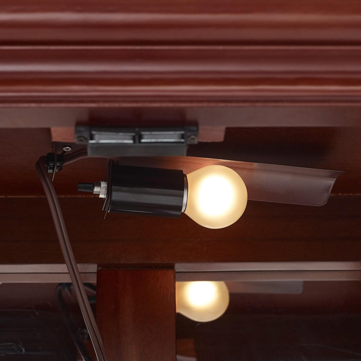 Curio Cabinet with Adjustable Shelves, Mirrored Back, Tempered Glass Doors, 6 Tier, Cherry WoodArtSupply