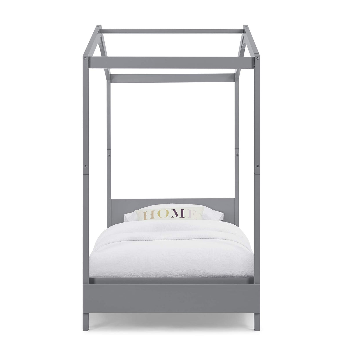 Delta Children Poppy House Wood Twin Bed, Platform Bed - No Box Spring Needed, Grey Delta Children