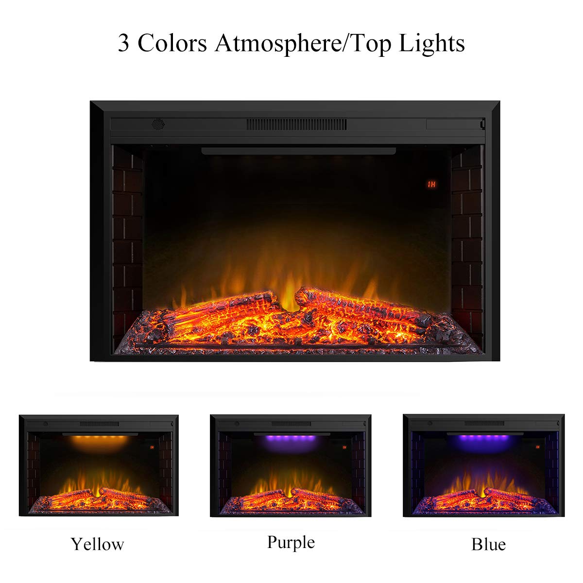 Valuxhome 43 Inches Electric Fireplace Heater Insert with Overheating Protection, Fire Crackling Sound, Remote Control, Thermostat, 750/1500W, Black Valuxhome