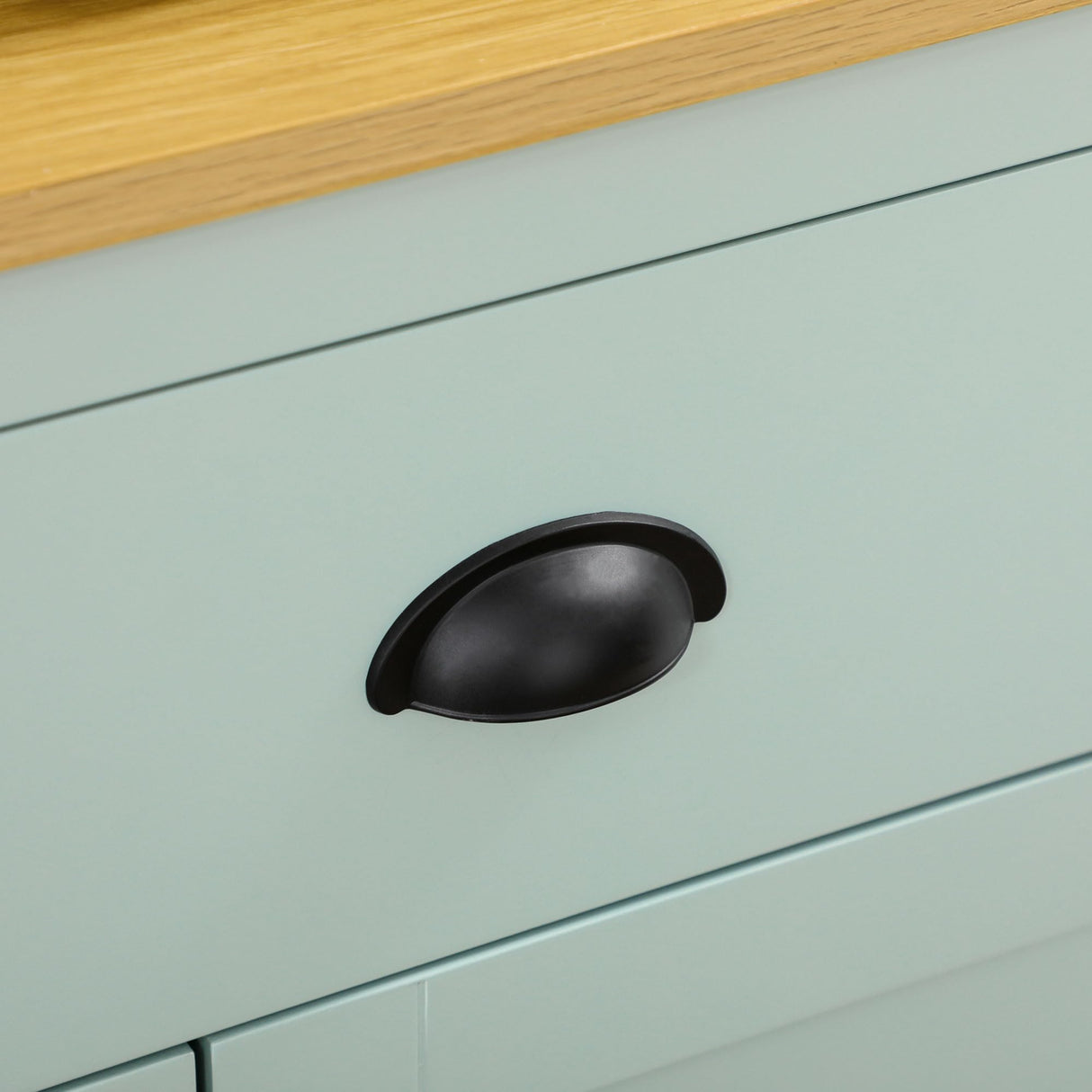 HOMCOM 71" Freestanding Pantry, Kitchen Buffet with Hutch, Modern Storage Cabinet, Microwave Cabinet with Drawers, Glass Doors, and Adjustable Shelves, Light Blue HOMCOM