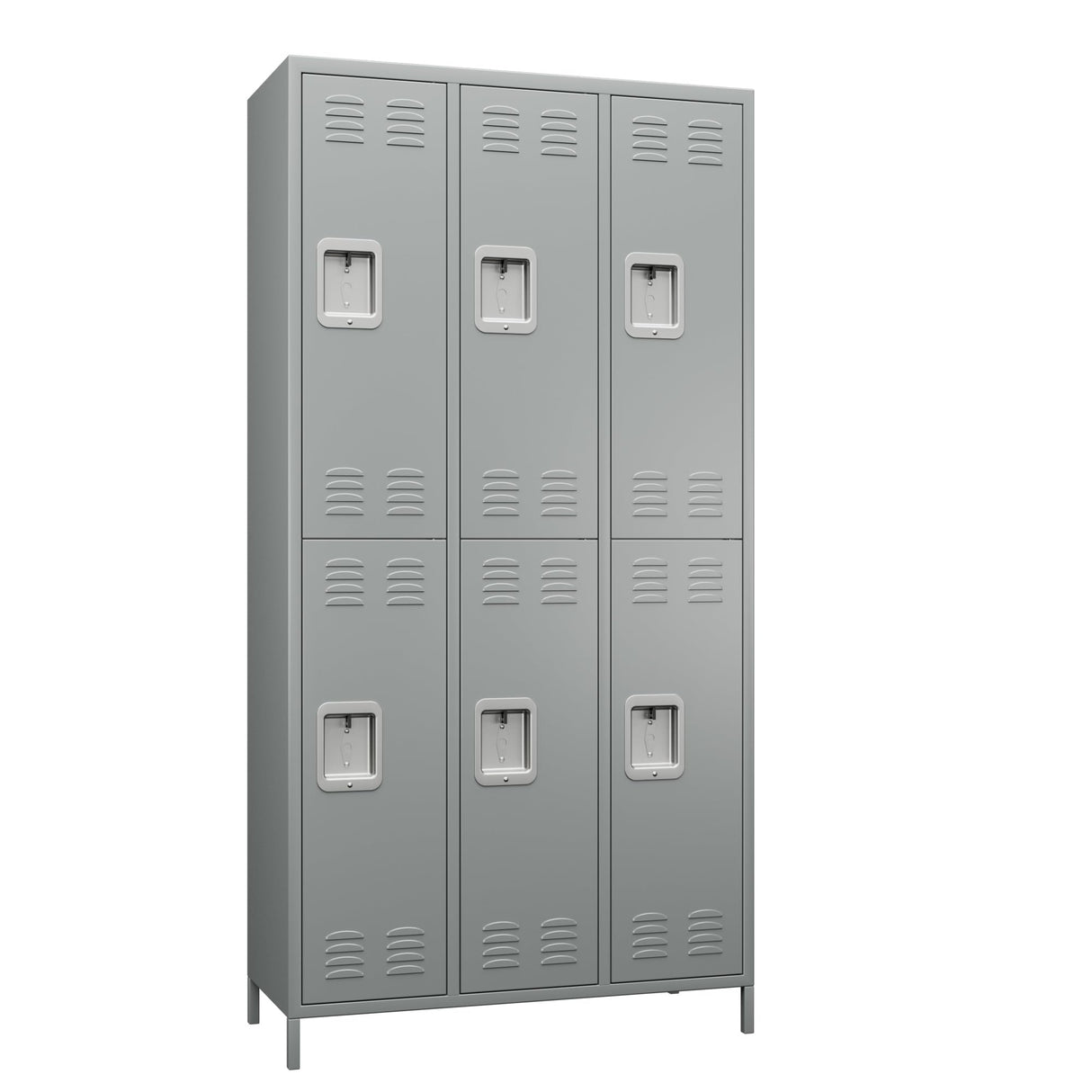 SUXXAN 6 Doors Metal Locker Combination with 12 Hooks,Industries Double Tier Metal Storage Locker for School Office Gym Home Employees Staff Sundries Room W35.43*D15.7*H72(LIGHT GREY) SUXXAN