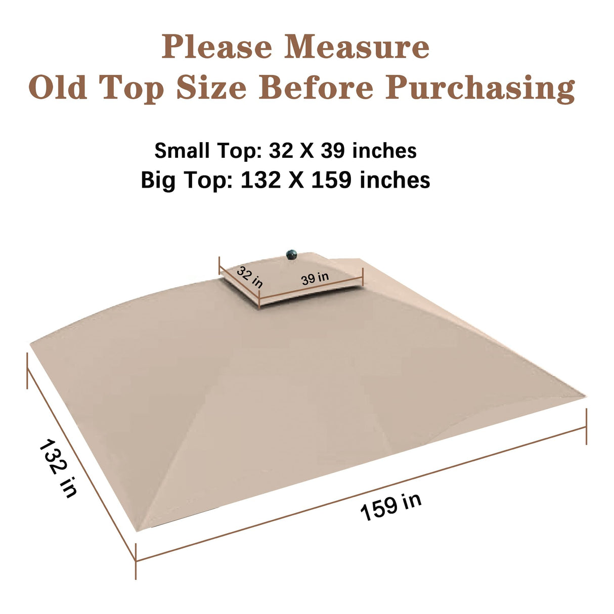 SCOCANOPY Replacement Cover Fit for 10X12 Ft Eagle Brooke Soft Top Gazebo Model A101007600, A101007603, A101007604,(Light Beige) SCOCANOPY