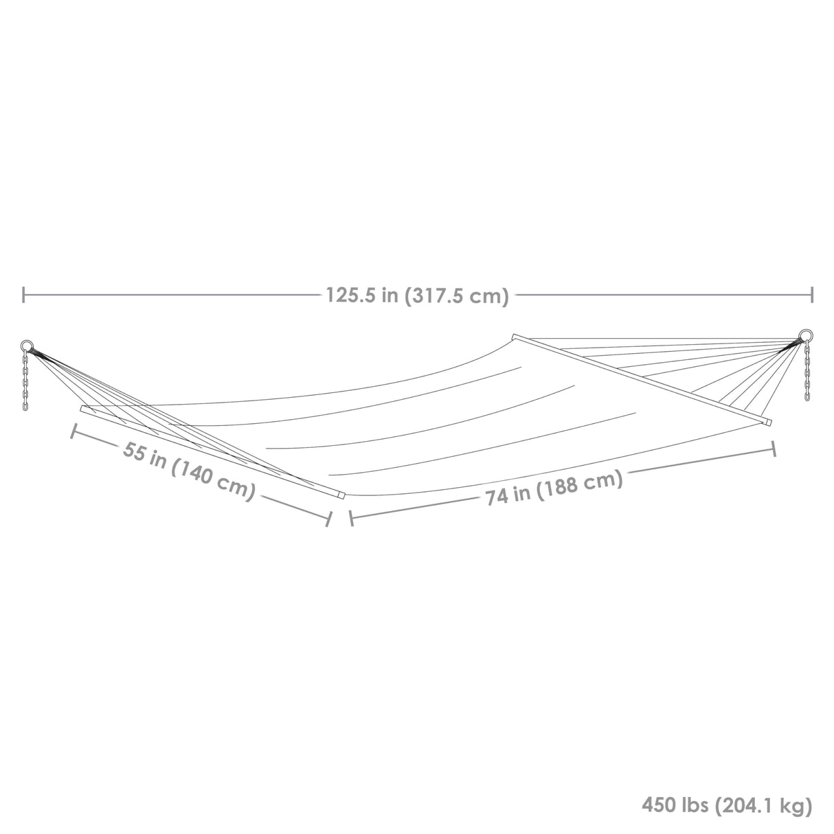 Sunnydaze Quilted Outdoor Hammock with Spreader Bars - Heavy-Duty 450-Pound Capacity Double Hammock for Outside - Mountainside Sunnydaze