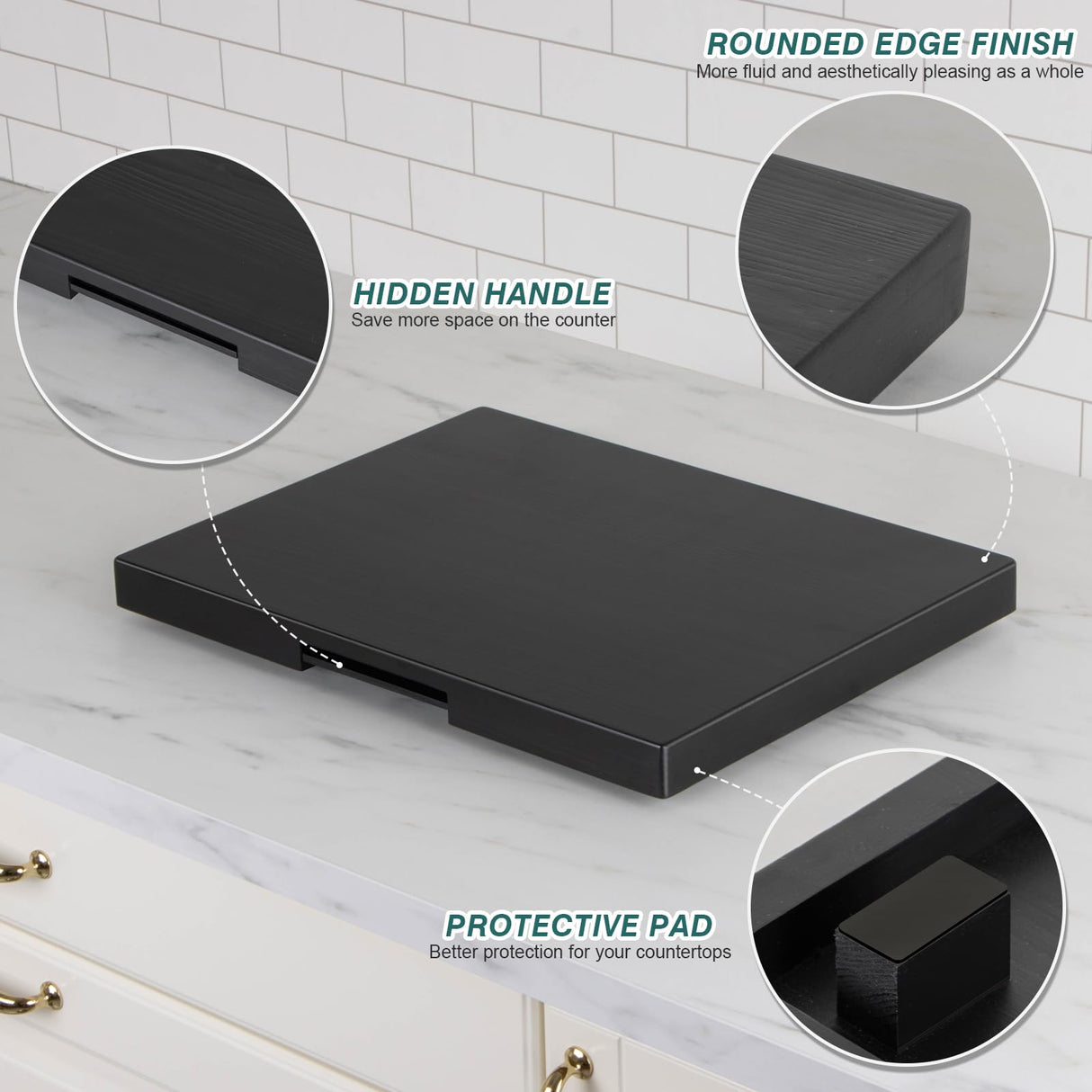 ANBOXIT Appliance Slider, Wooden Sliding Tray for Coffee Maker, Coffee Pot Slider for Counter, Kitchen Caddy Rolling Tray (Classic Black- Wide) ANBOXIT