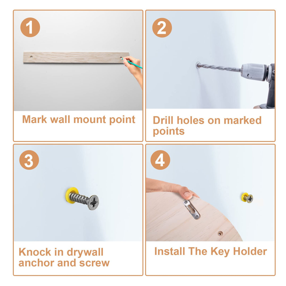 CRAKTH Key and Mail Holder for Wall Decorative, Wooden Boho Key Hanger with Shelf, Unique Two-Tone Circular Design Entryway Key Rack - Brown & Green CRAKTH