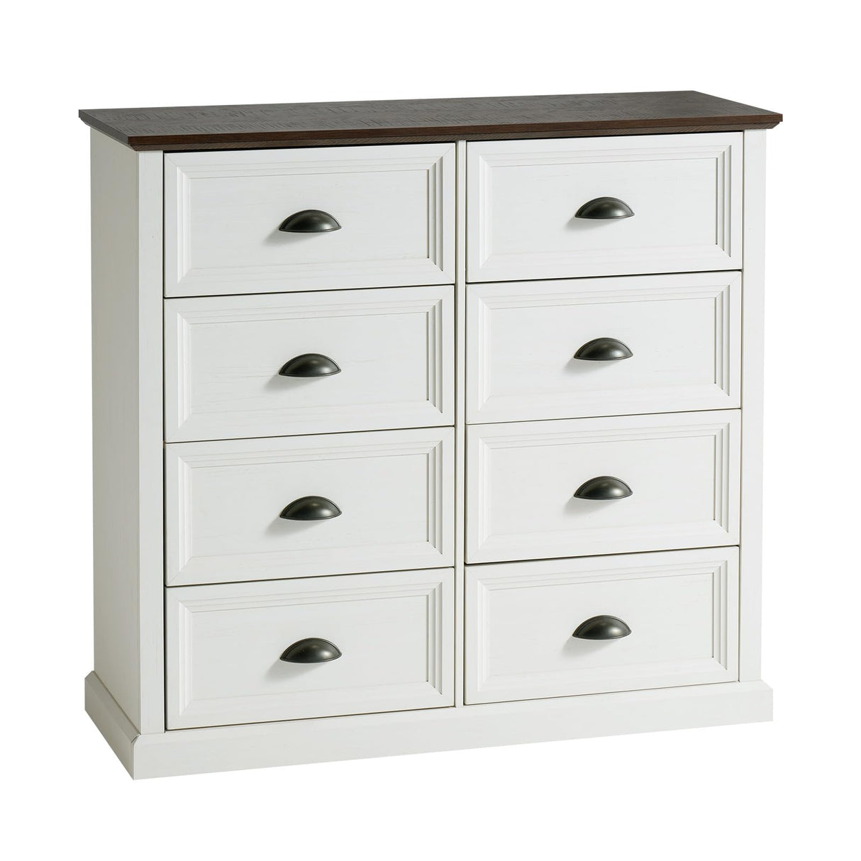 AMERLIFE 42" Dresser for Bedroom, Farmhouse 8 Drawer Dresser, Dressers & Chests of Drawers, Organizer with Storage Drawers, Rustic White AMERLIFE