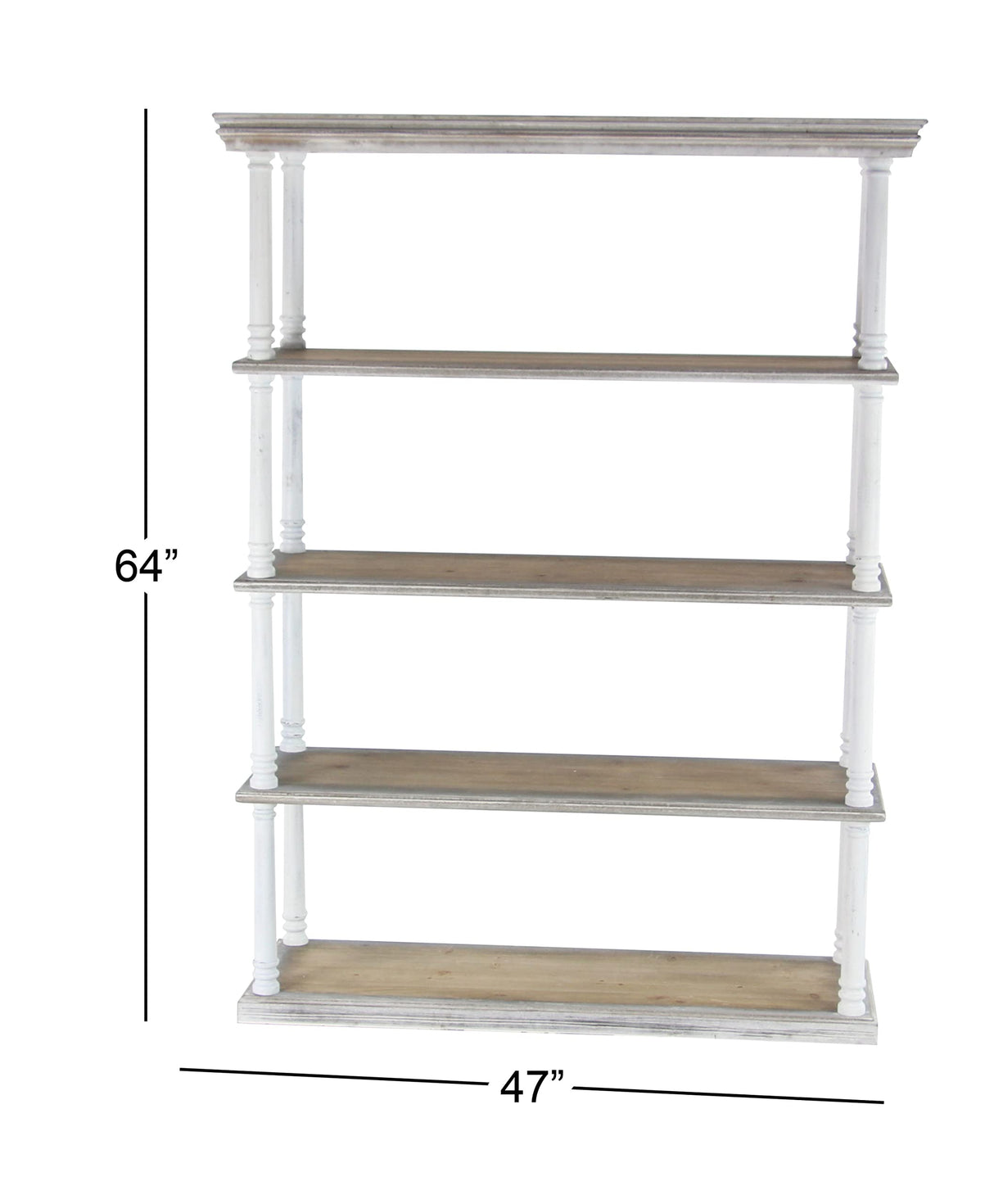 Deco 79 Farmhouse Wood Rectangle Shelving Unit, 47" x 15" x 64", Brown Deco 79