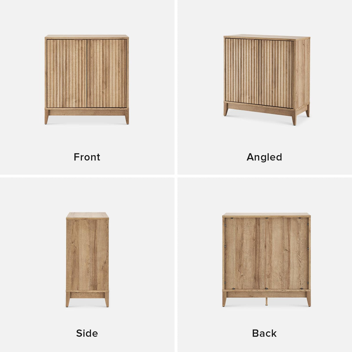 mopio Brooklyn Storage Cabinet, Modern Farmhouse Entryway Accent Cabinet, Buffet Sideboard, Credenza, Wood Modular Cabinet with Doors & Shelf, Fluted Panel, for Living Room, Dining Room, Kitchen, Oak mopio