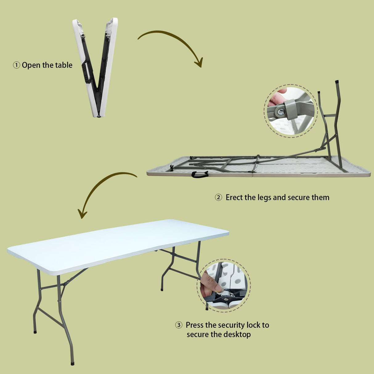 Camp Field 6FT Folding Table, Indoor & Outdoor Heavy Duty Portable Table, Folding Picnic Table, Folding Card Table for Picnic, Party, Camping (6FT) Camp Field
