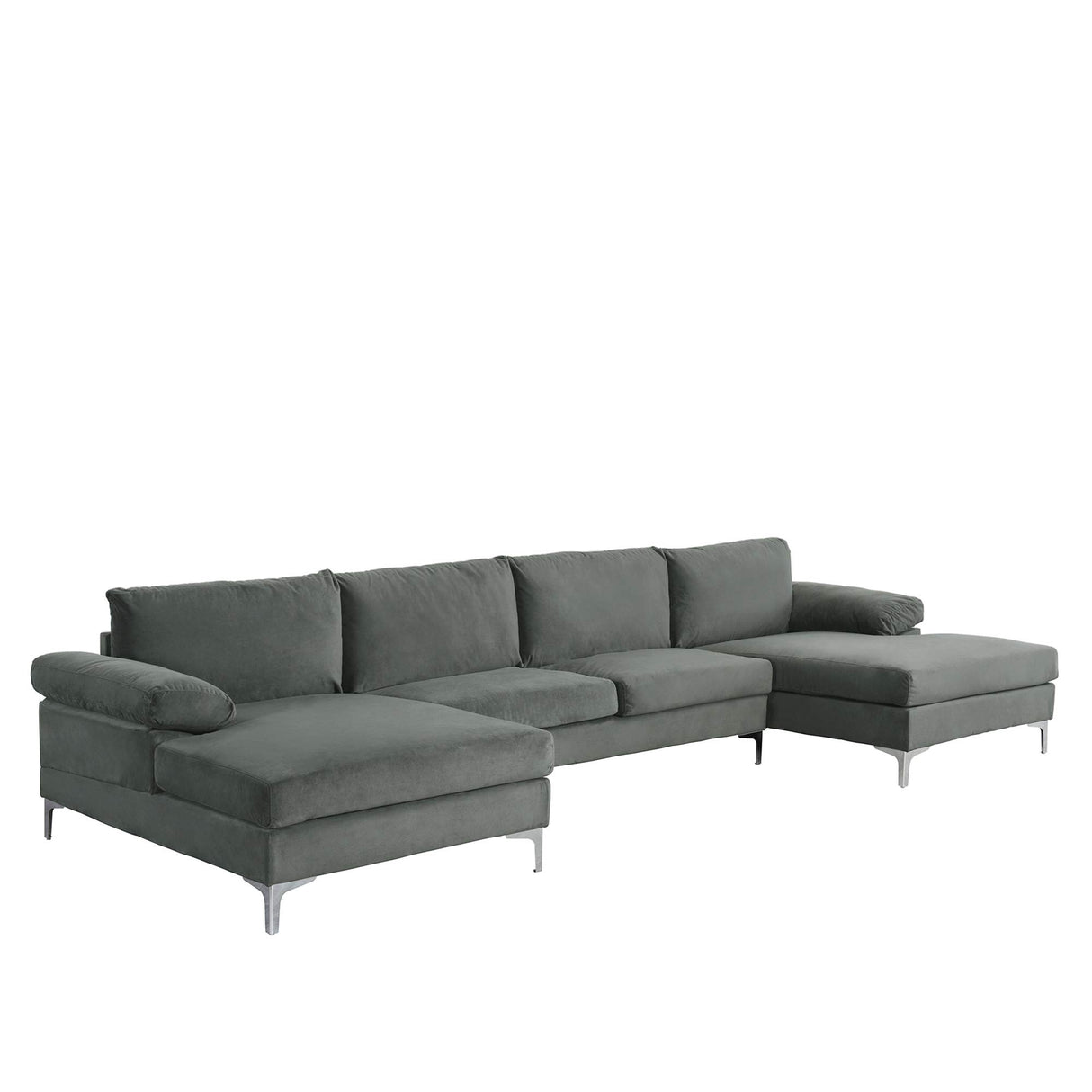 Casa AndreaMilano Modern Large Velvet Fabric U-Shape Sectional Sofa, Double Extra Wide Chaise Lounge Couch Casa Andrea Milano