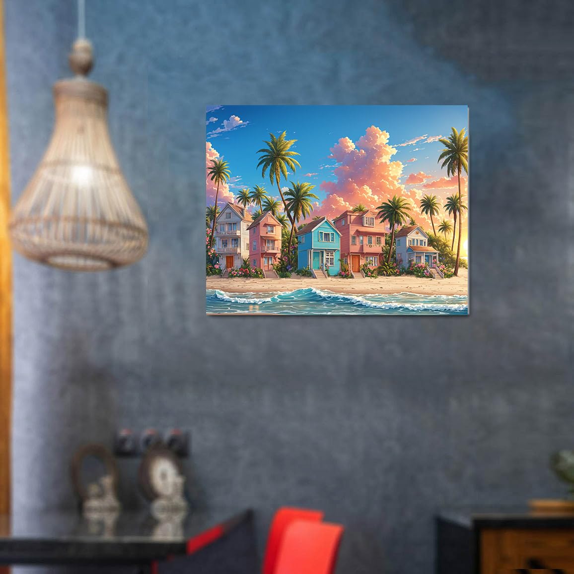 Lovepefe Romantic Beach Paint by Numbers Kit for Adults Beginners Seaside Painting by Number Kits on Canvas Landscape DIY Oil Painting Art Gifts Home Wall Decor 16x20 Inch Lovepefe