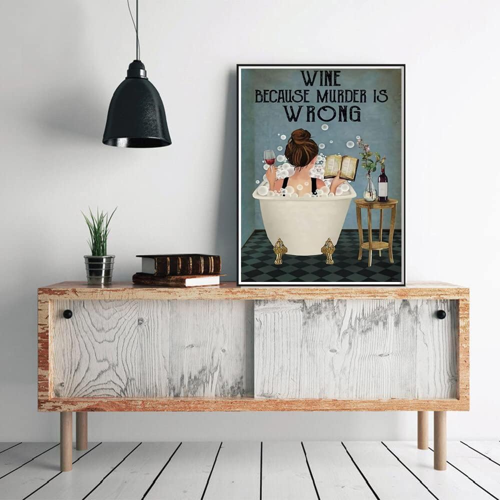 YEEIFFD 5D Diamond Painting Kits Wine Because Murder is Wrong Diamond Art Kits Perfect for Home Office Wall Decor 12x16inch YEEIFFD