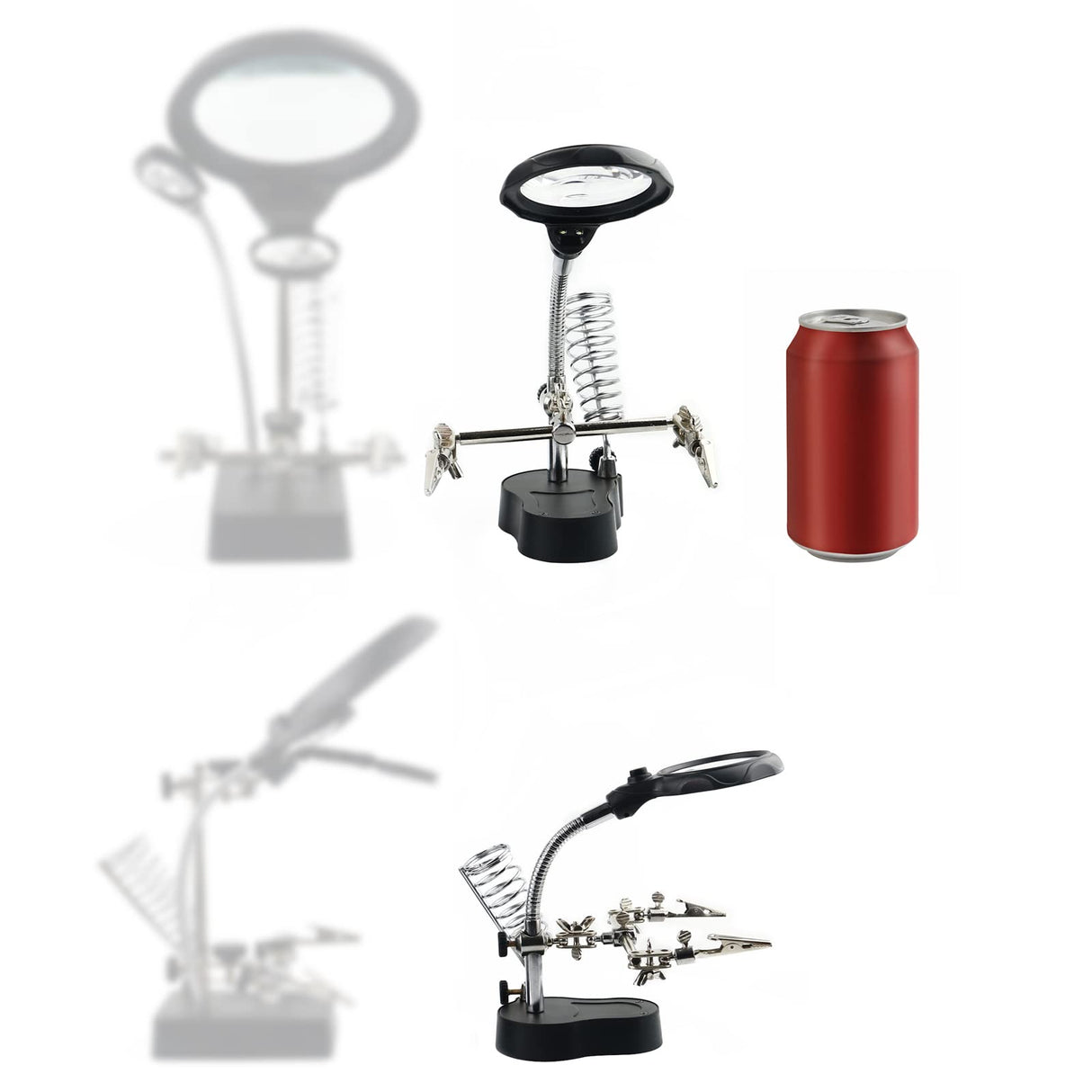 Vludiss Helping Hands Magnifying Glass Soldering Station, LED Lighted 3.5X 12X Magnifier with Auxiliary Clips Alligator Clamp for Miniatures Projects,Model Making, Soldering Vludiss