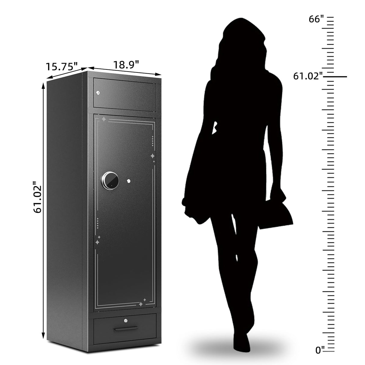 KAER 15-17 Gun Safe,Gun Safes for Home Rifle and Pistols,Large Capacity Gun Safe Rifle,Multi-Function Gun Cabinet,Sturdy Anti-Theft Gun Safe with Handgun Racks, Magnetic Lamp(Unassembled) KAER