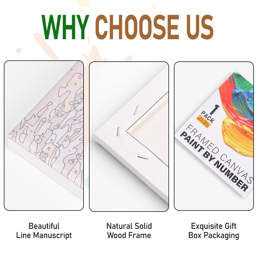 Amphol Paint by Number Kit for Adults Framed Canvas, Moon Landscape Adult Paint by Number Kits, Easy Acrylic Painting by Number with Exquisite Box - 10 x 10 Inch Amphol