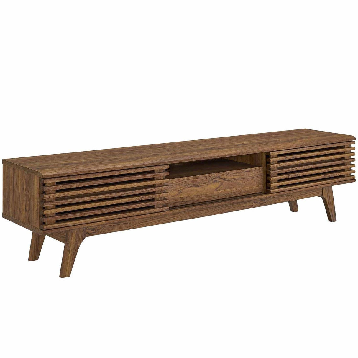 Modway Render 70" Mid-Century Modern Low Profile Entertainment TV Stand, 70 Inch, Walnut Walnut Modway