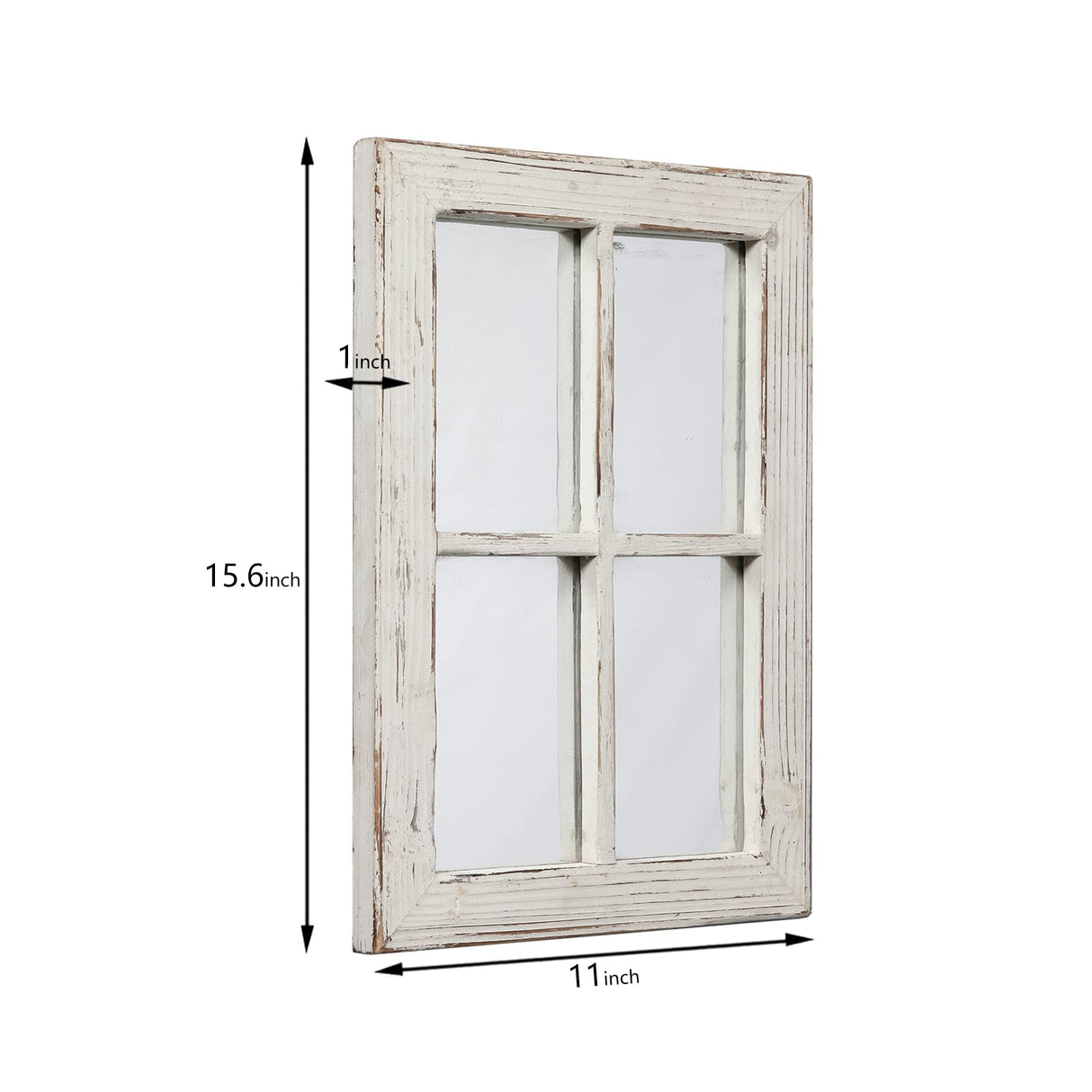 Sintosin Rustic Small Window Pane Mirror Wall Decor 11 x 16 inches, Hanging Distressed White Farmhouse Rectangle Wood Frame Mirror, Handmade Decorative Window Mirrors for Living Room Christmas Sintosin