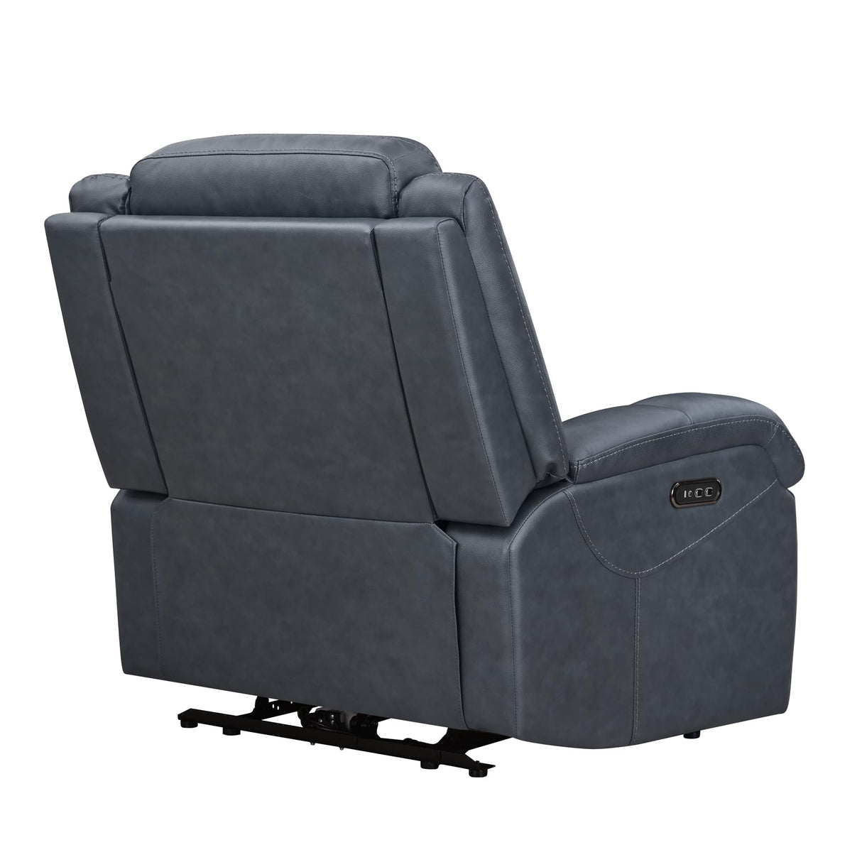 Watson & Whitely Oversized Genuine Leather Power Recliner Chairs for Big and Tall, Wall Hugger Recliner with Power Headrest & Charging Ports, Extra Large Reclining Chair for Living Room, Navy Blue Watson & Whitely