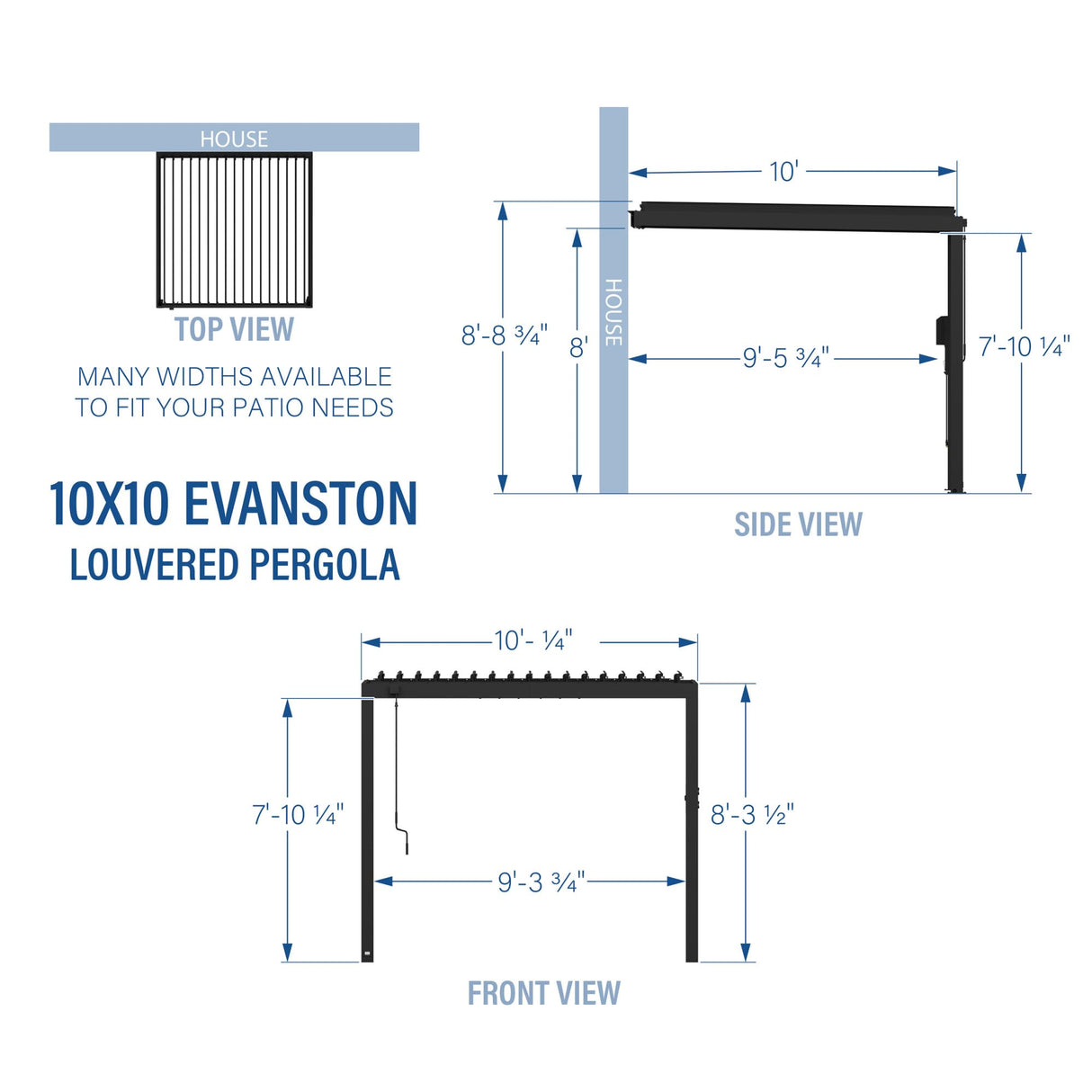 Backyard Discovery Evanston 10'x10' Galvanized Steel Wall-Mounted Louvered Pergola Kit with Adjustable Roof, Shade, Rain Protection, High-Wind Rating, PowerPort, Gutter System for Outdoor Patio, Deck Backyard Discovery