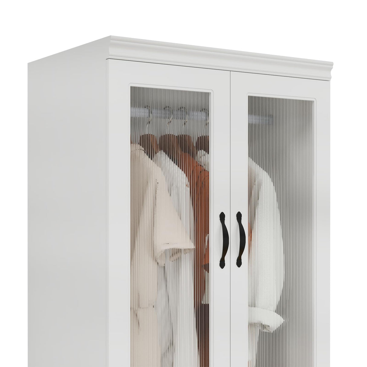 TemkTuek Modern White Armoire Wardrobe Closet with Doors, Large Capacity with 4 Drawers, Hanging Rods and Shelves for Bedroom Storage 63.0" W x 20.47" D x 70.87" H (72-27) TemkTuek