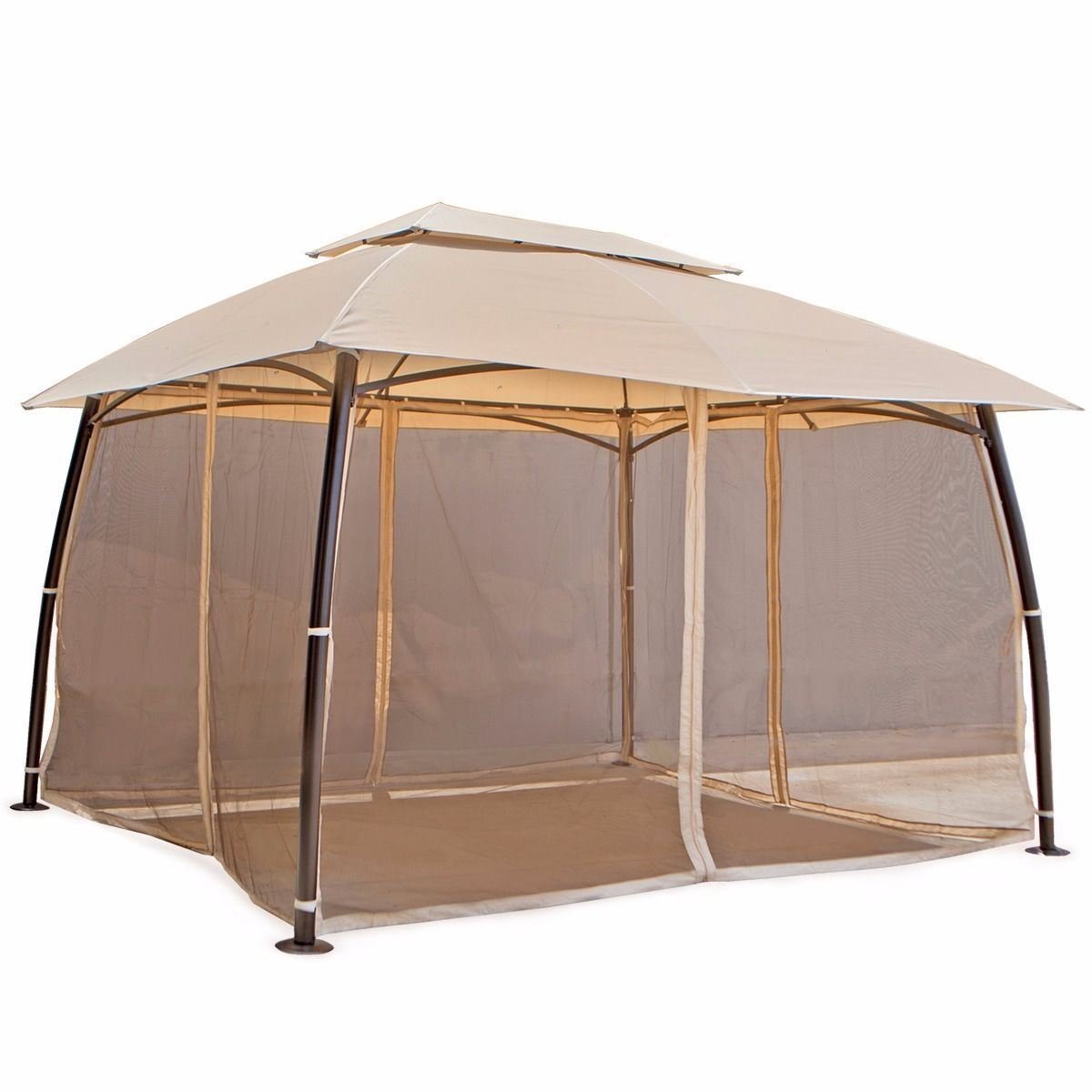 Barton 10' x 13' ft Garden Patio Gazebo Fully Enclosed All-Season w/Mosquito Netting and Curtains -Beige Barton