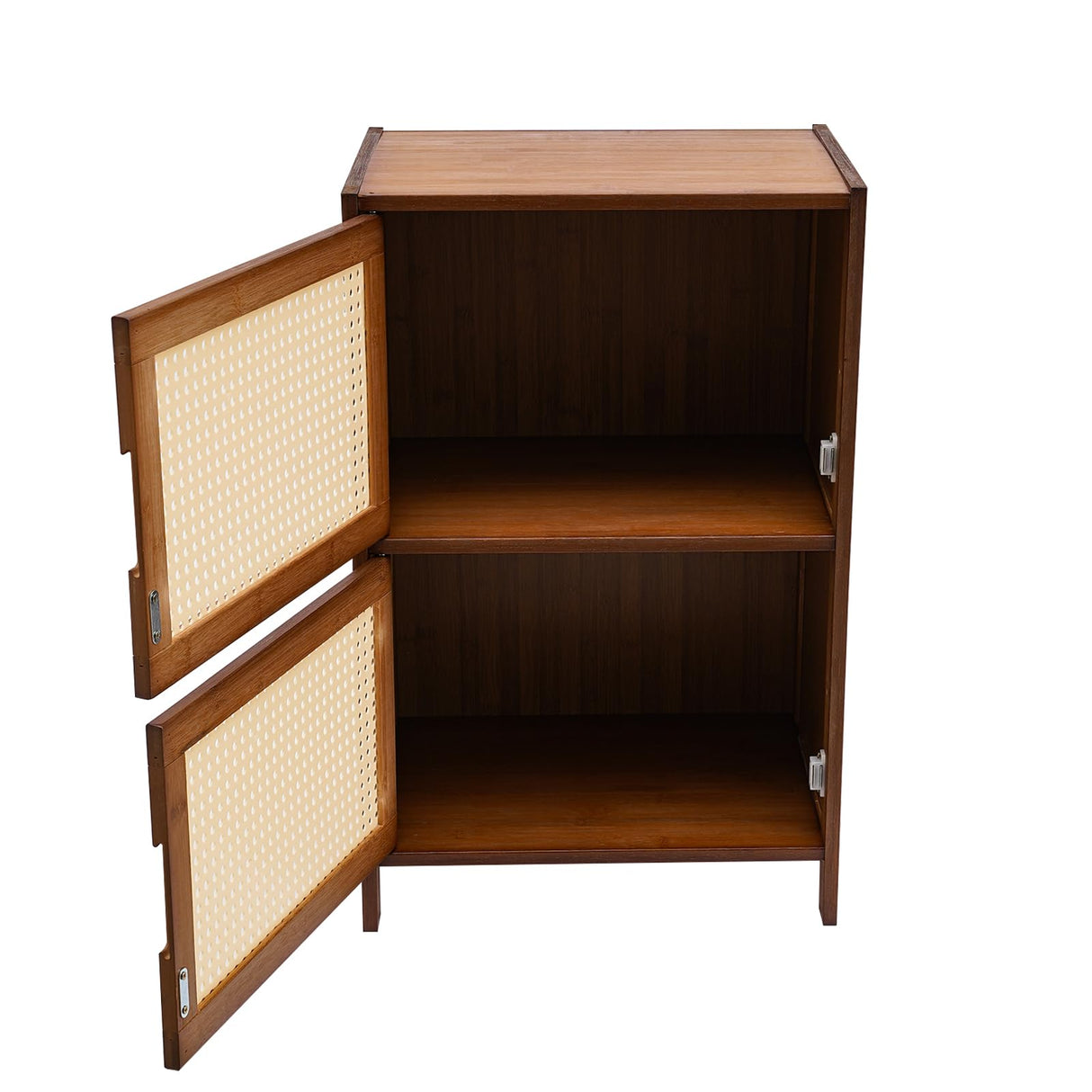 HOLMZCED Bamboo Nightstand with 2 Drawers, Rattan Night Stand Freestanding End Table with Large Capacity Modern Bed Side Table Dark Brown for Living Room HOLMZCED