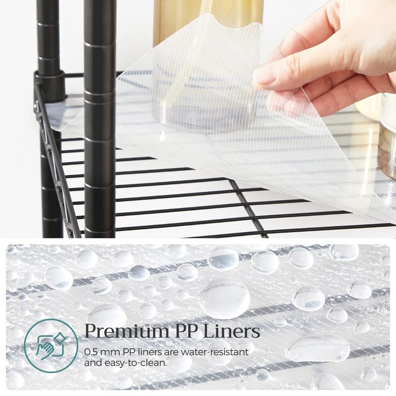 SONGMICS 6-Tier Storage Shelves, Wire Shelving Unit, Kitchen Metal Shelves, Storage Rack with Adjustable Shelves, Shelf Liners, 8 Hooks, for Garage, 11.4 x 23.2 x 63 Inches, Black ULGR066B01 SONGMICS