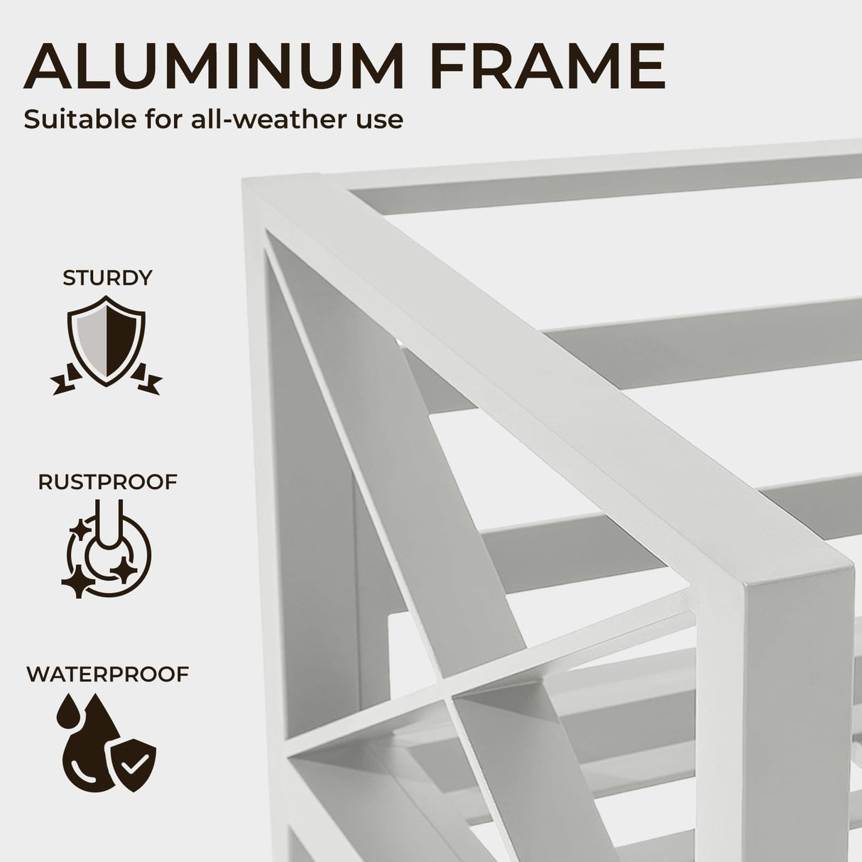 MAISON BACKYARDS MBY Aluminum Patio Sectional Set with Fire Pit Table – 4-Seat Outdoor Conversation Sofa Set with Corner Seat & 37,000 BTU Gas Firepit, Glass Wind Guard, Weather-Resistant – White MAISON BACKYARDS