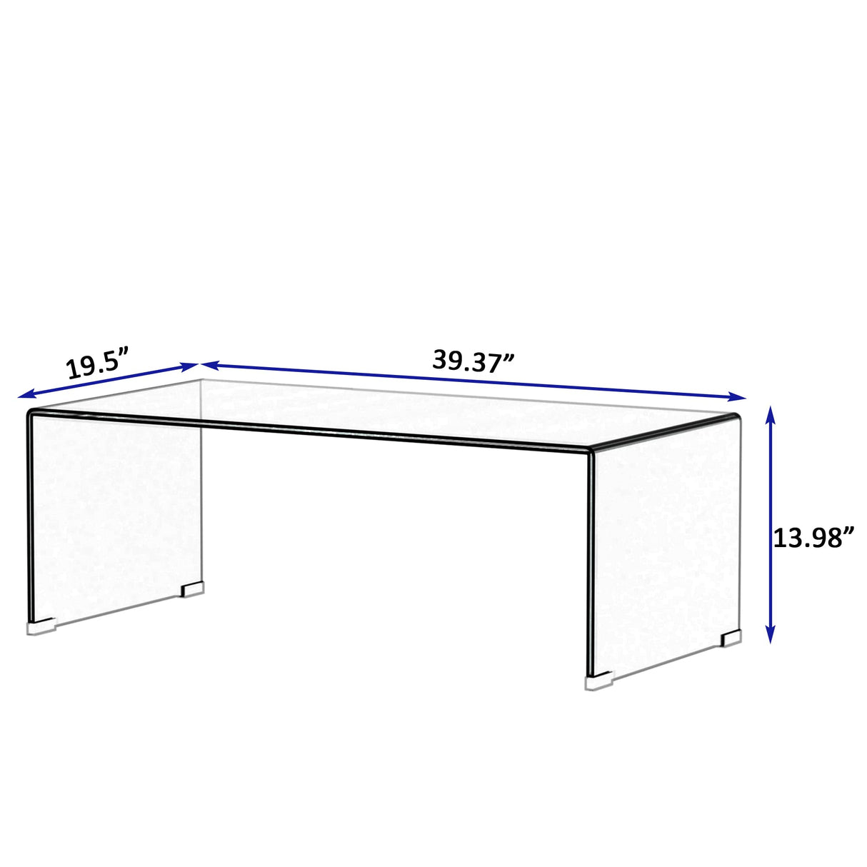 Meihua Glass Coffee Table for Living Room, Clear Coffee Table with 0.47 inch Tempered Glass, Small Modern Coffee Table. Meihua